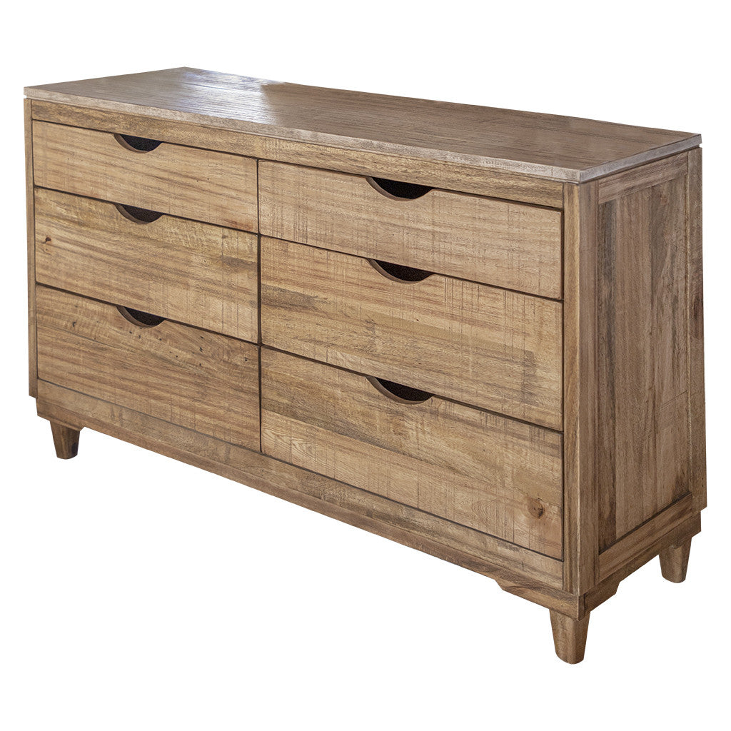 56" Natural Solid Wood Four Drawer Double Dresser-2