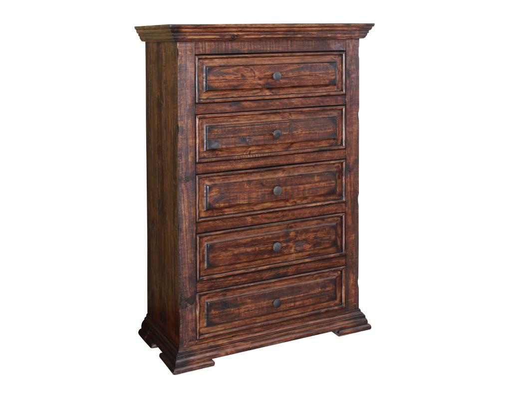 37" Chocolate Solid Wood Five Drawer Chest-0