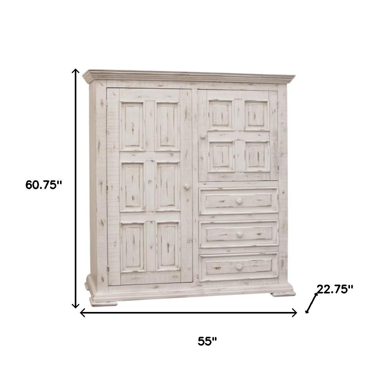 55" White Solid Wood Three Drawer Gentlemans Chest-6