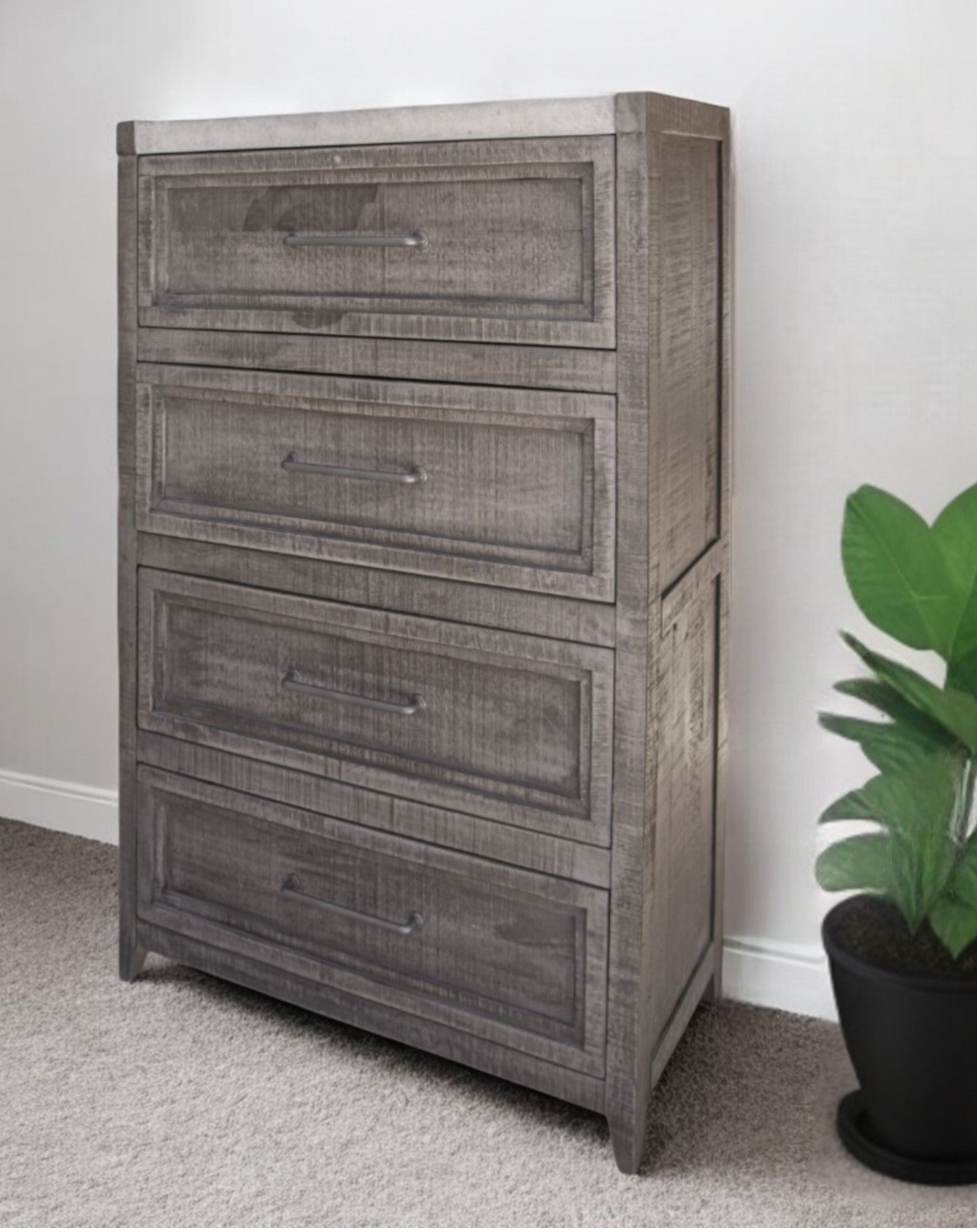 37" Gray Solid Wood Four Drawer Chest-1