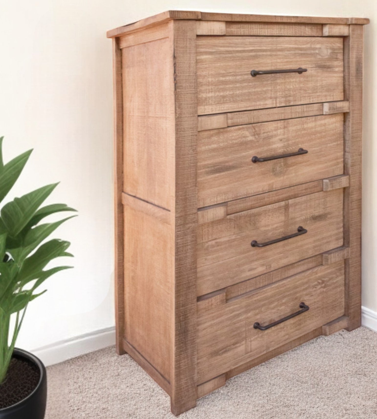 36" Natural Solid Wood Four Drawer Chest-0