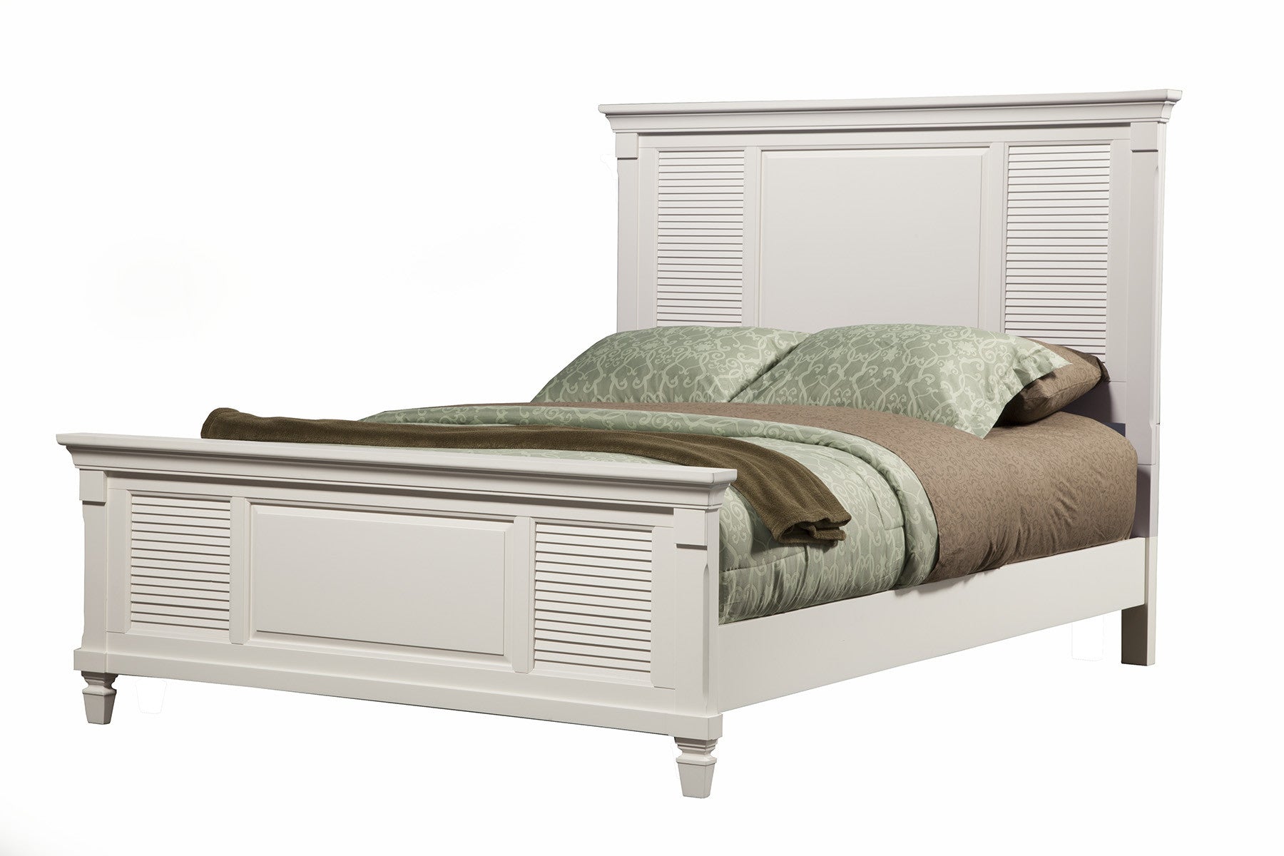 White Ribbed Texture Solid Wood California King Bed Frame-1