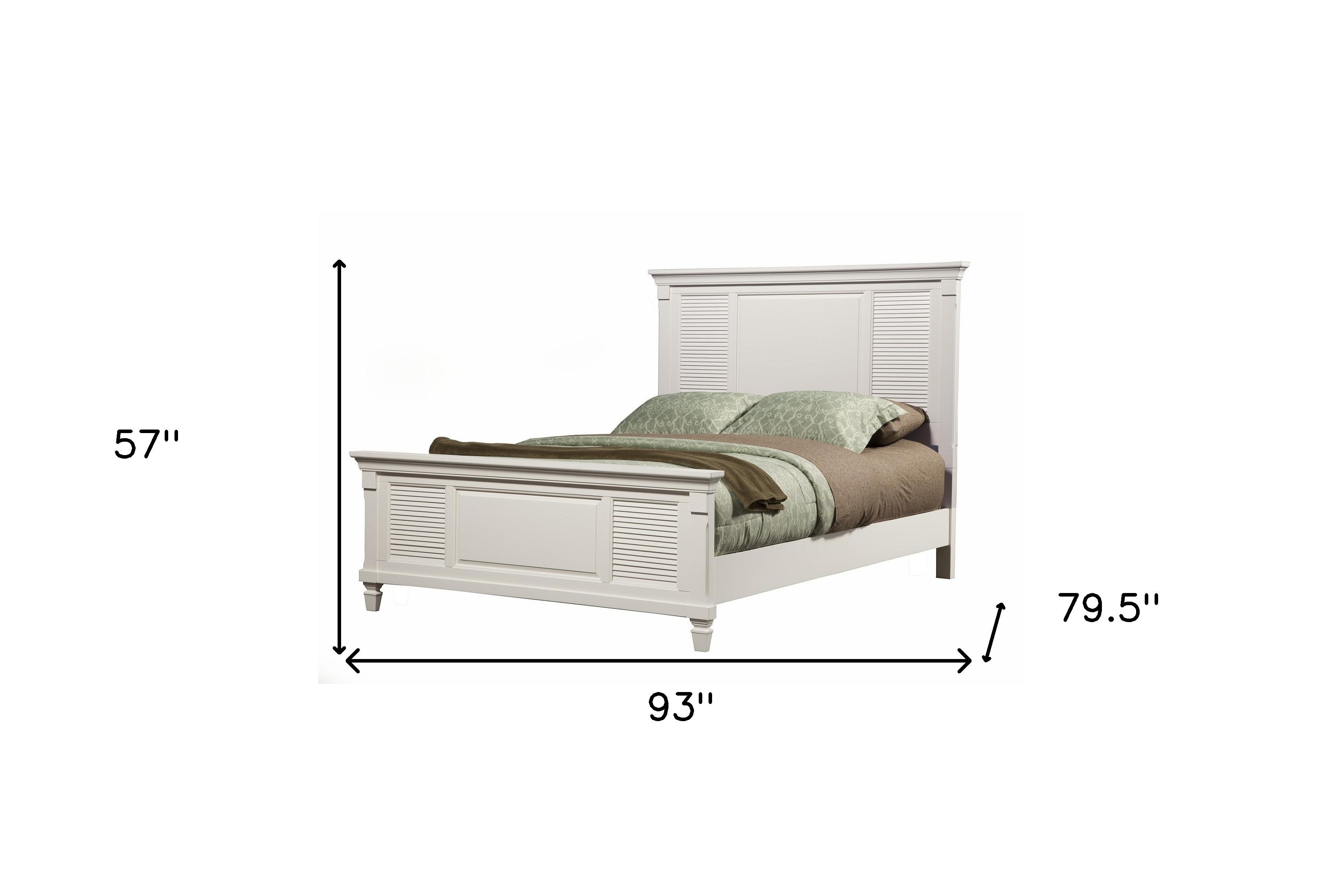 White Ribbed Texture Solid Wood California King Bed Frame-4