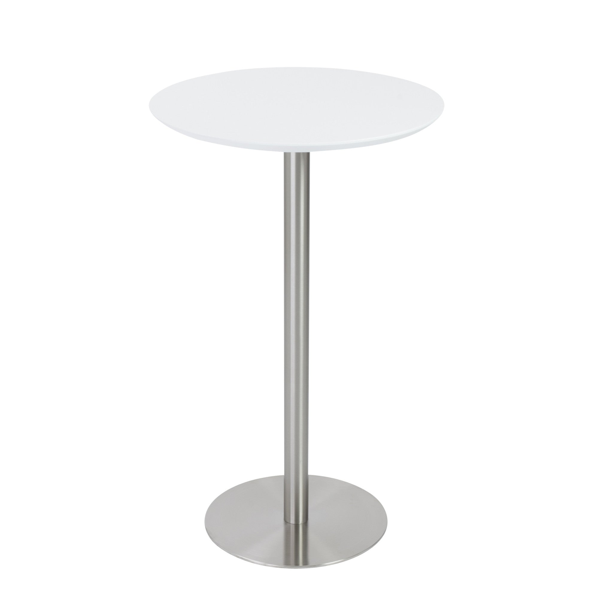 26" White and Silver Rounded Steel Bar Table-1