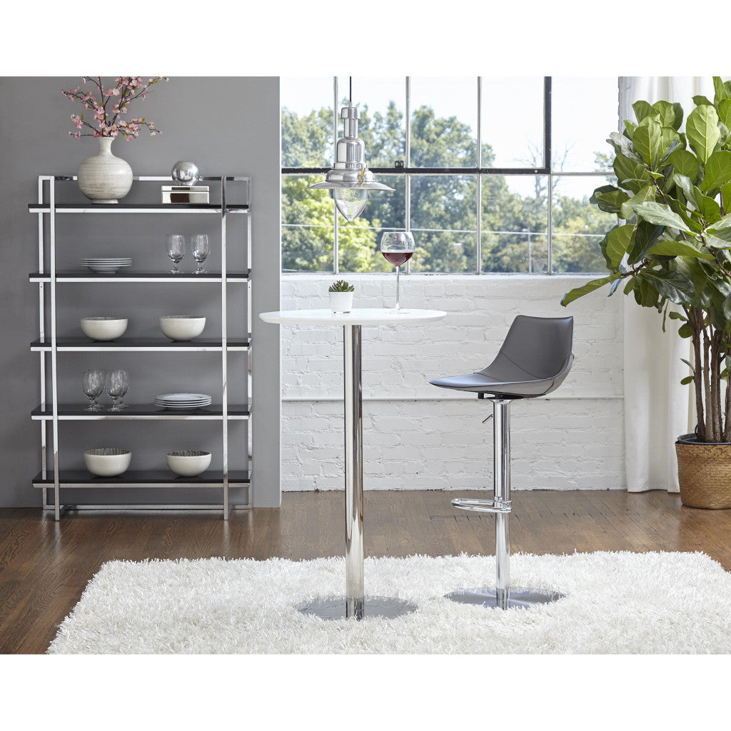 26" White and Silver Rounded Steel Bar Table-4