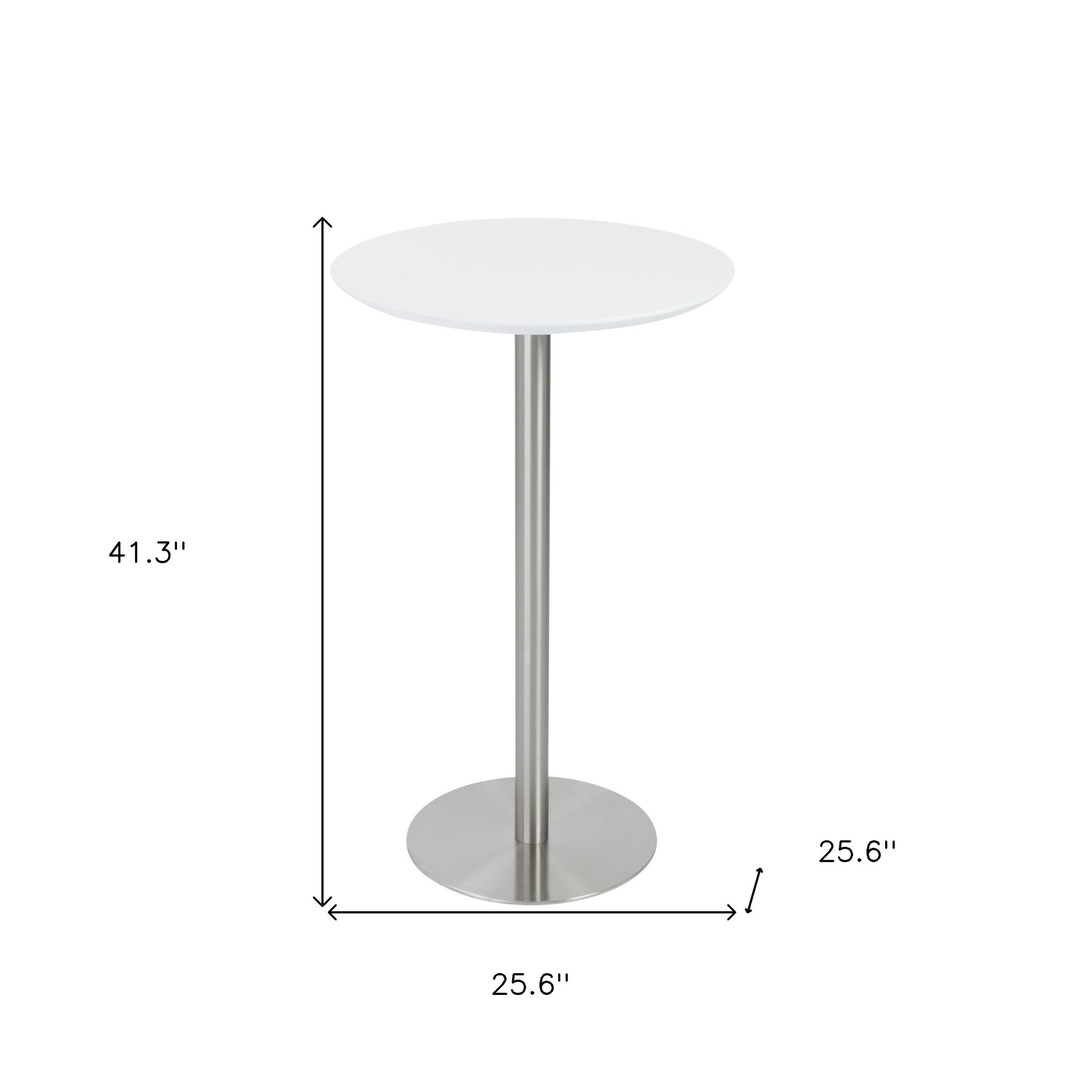26" White and Silver Rounded Steel Bar Table-3