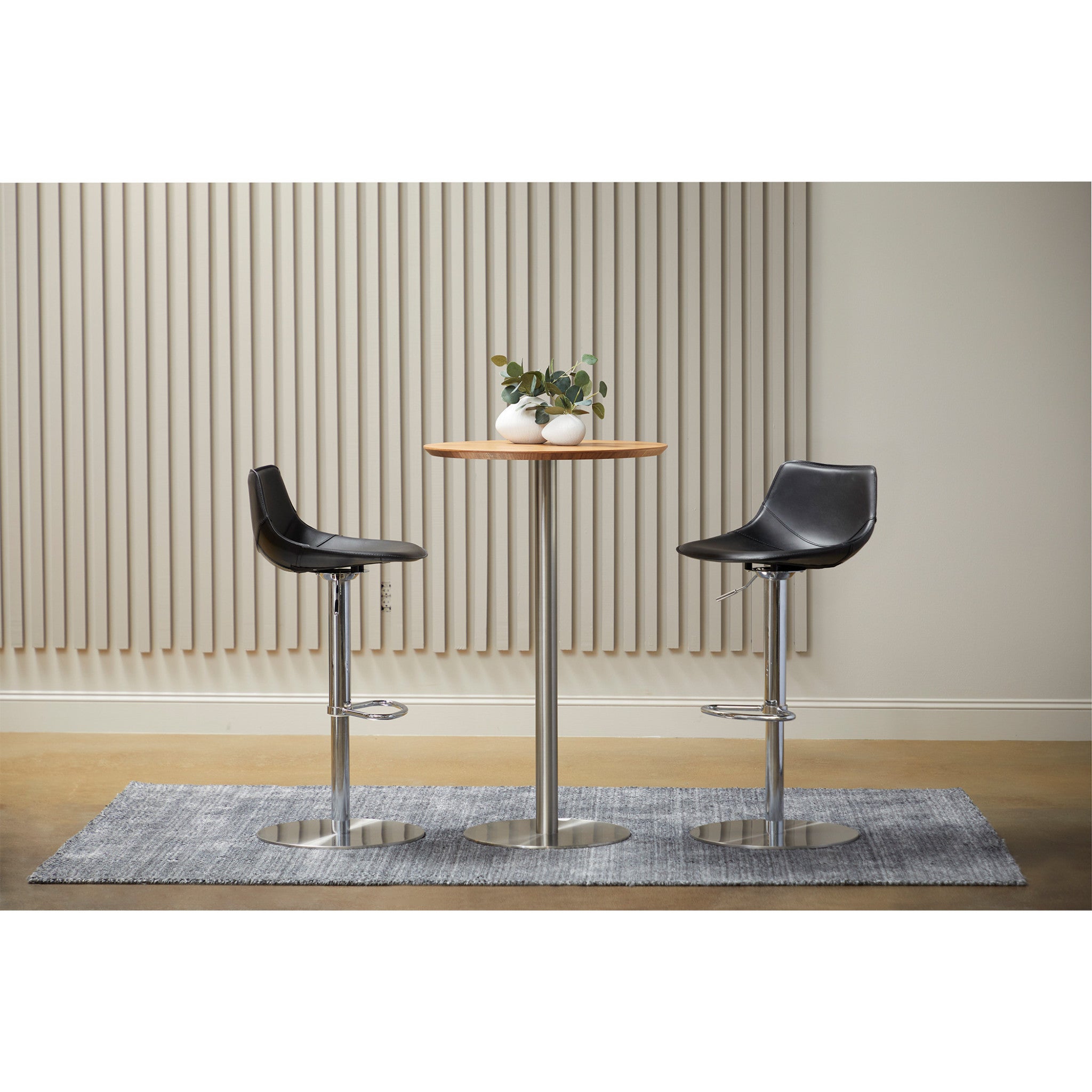 26" Brown and Silver Rounded Steel Bar Table-4
