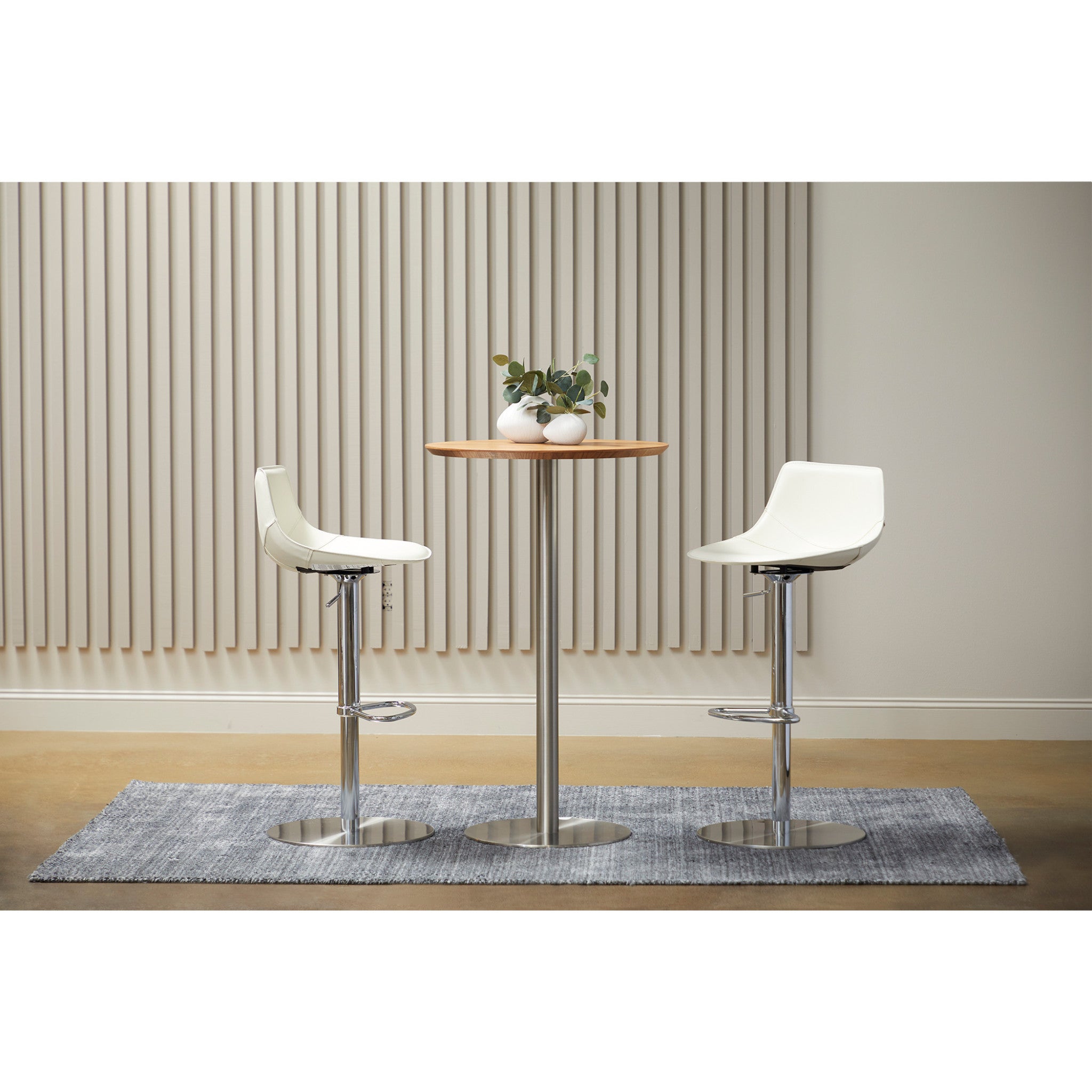 26" Brown and Silver Rounded Steel Bar Table-5