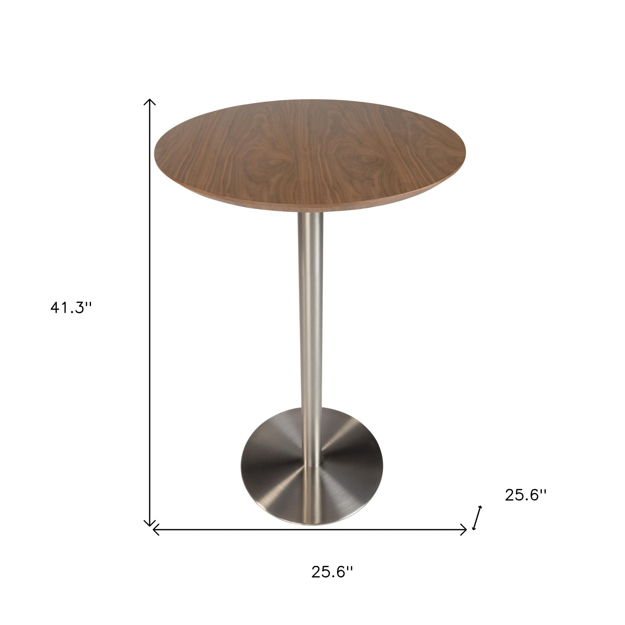 26" Brown and Silver Rounded Steel Bar Table-2