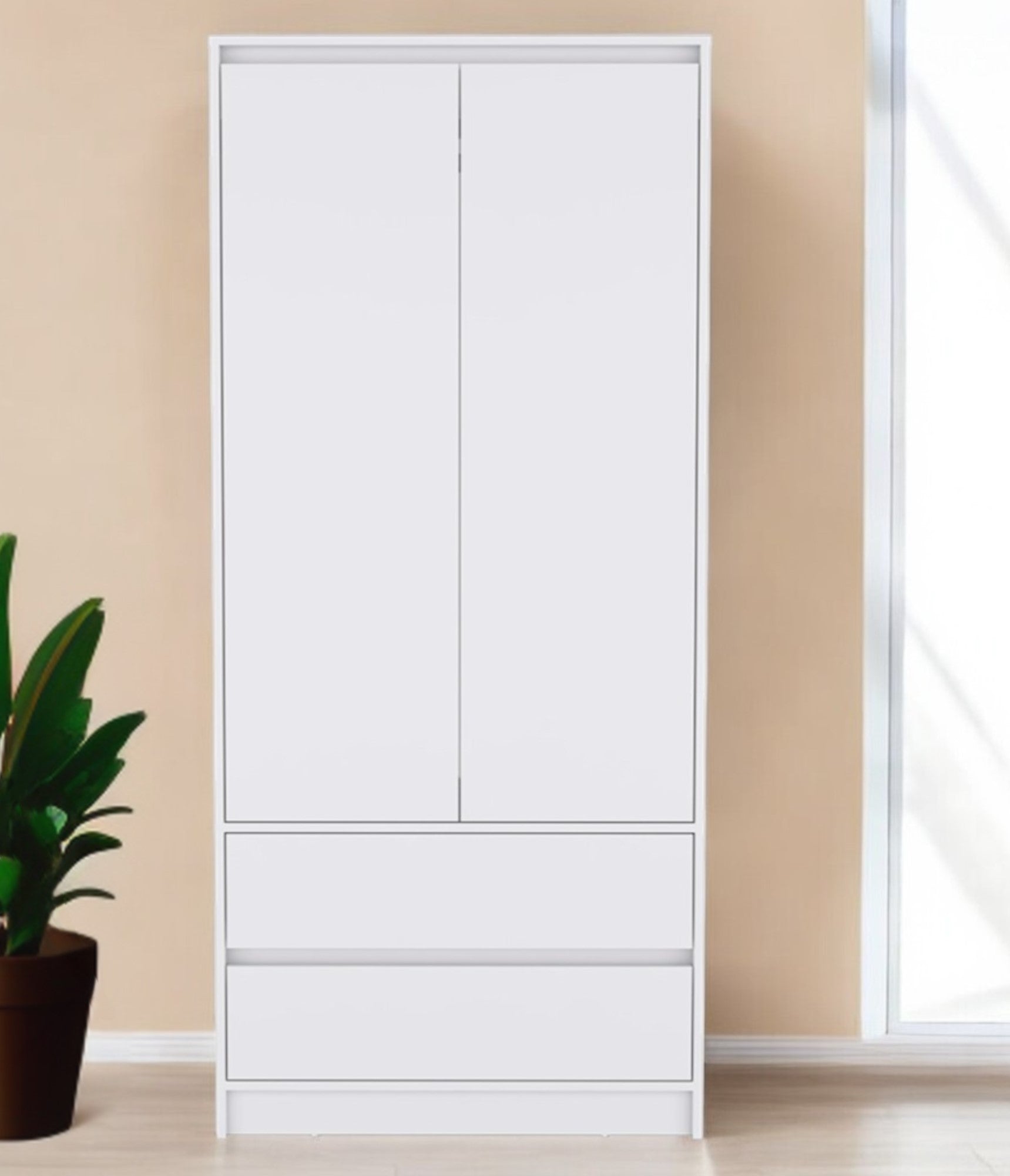 32" White Two Drawer Combo Dresser-1