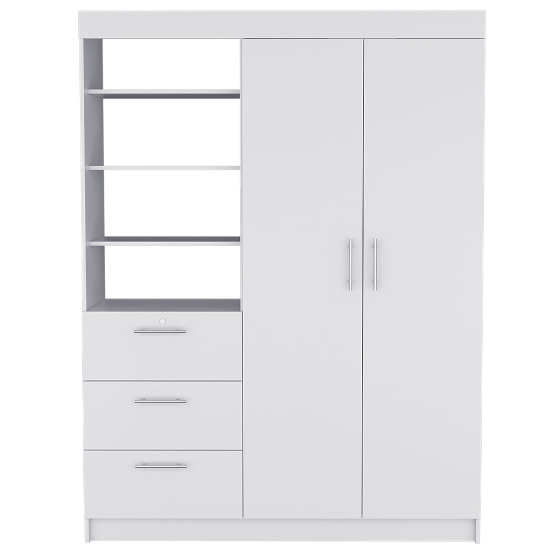 59" White Three Drawer Combo Dresser-0
