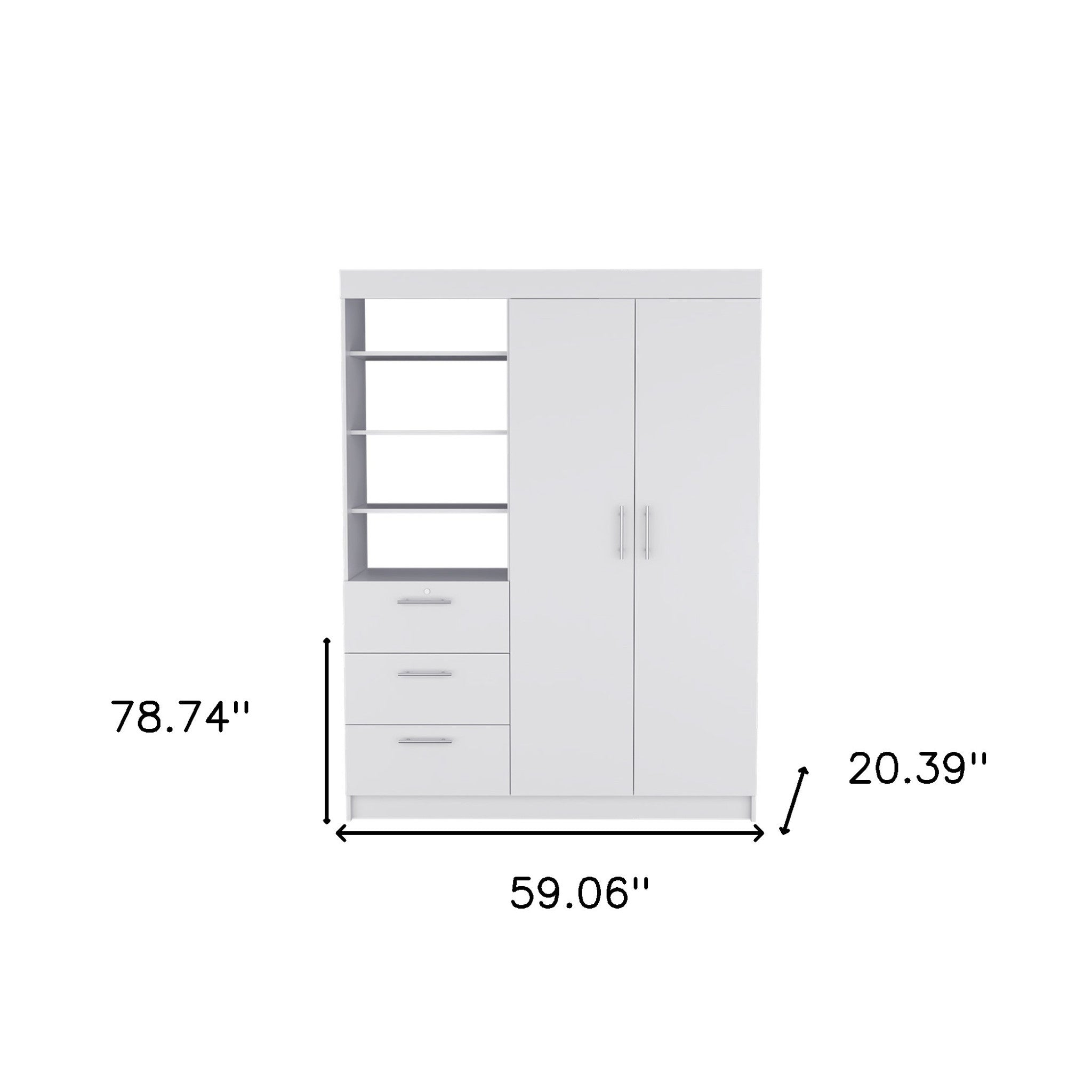 59" White Three Drawer Combo Dresser-6