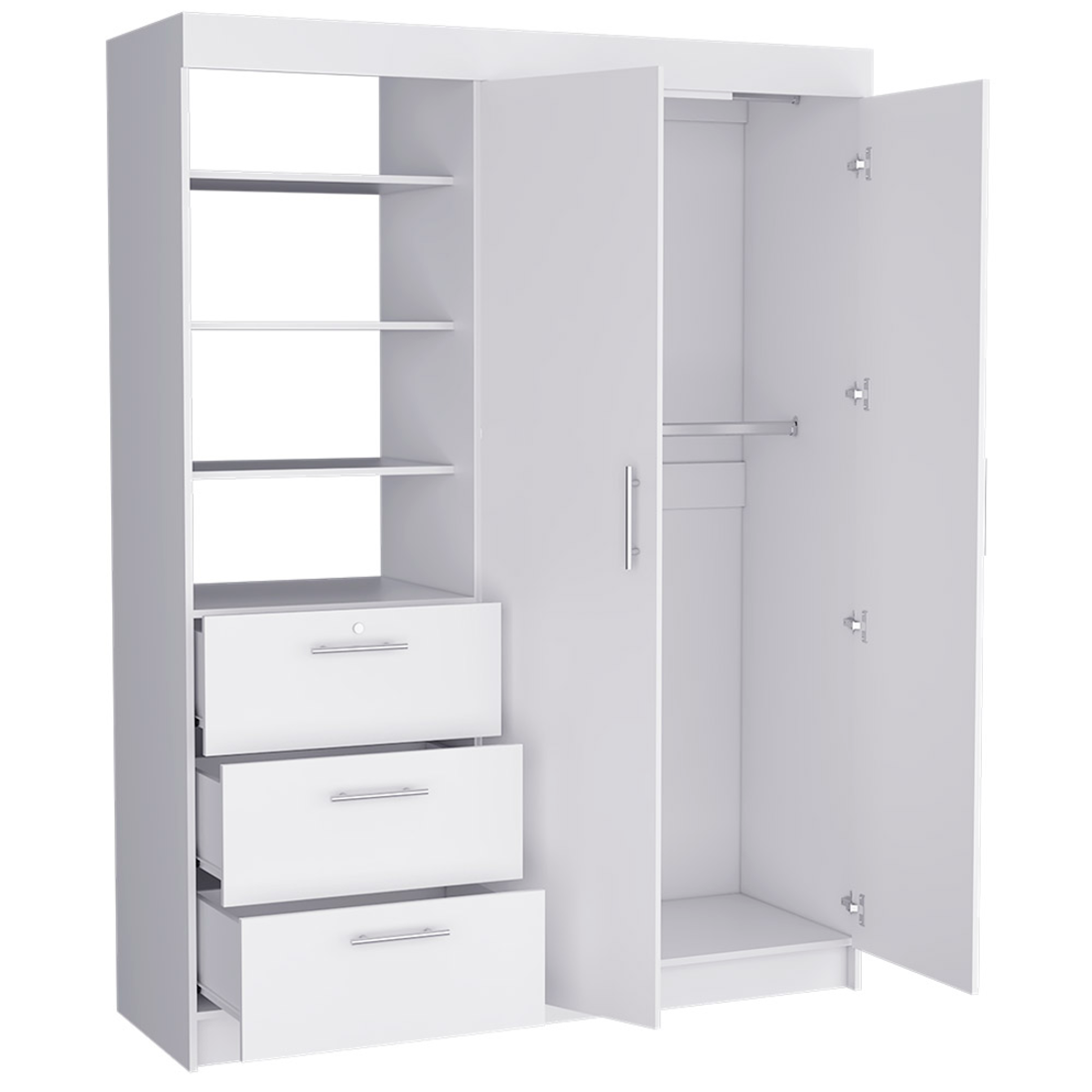 59" White Three Drawer Combo Dresser-2