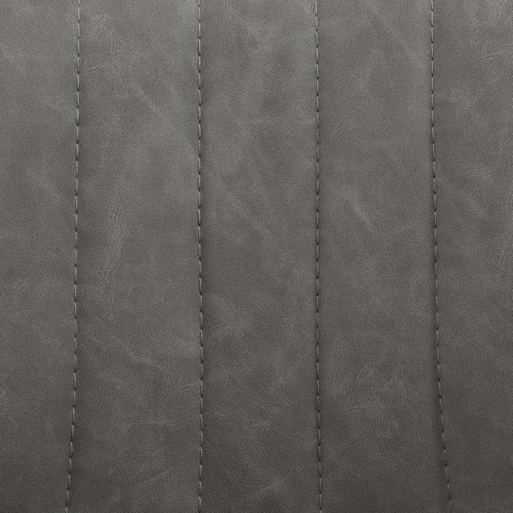 Set of Two 31" Gray And Black Faux Leather And Steel Swivel Low Back Adjustable Height Bar Chairs-6