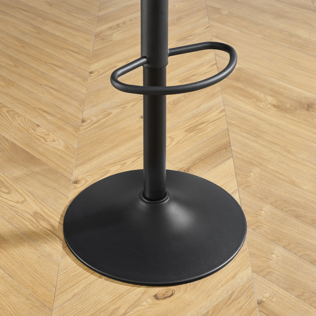 Set of Two 31" Gray And Black Faux Leather And Steel Swivel Low Back Adjustable Height Bar Chairs-4