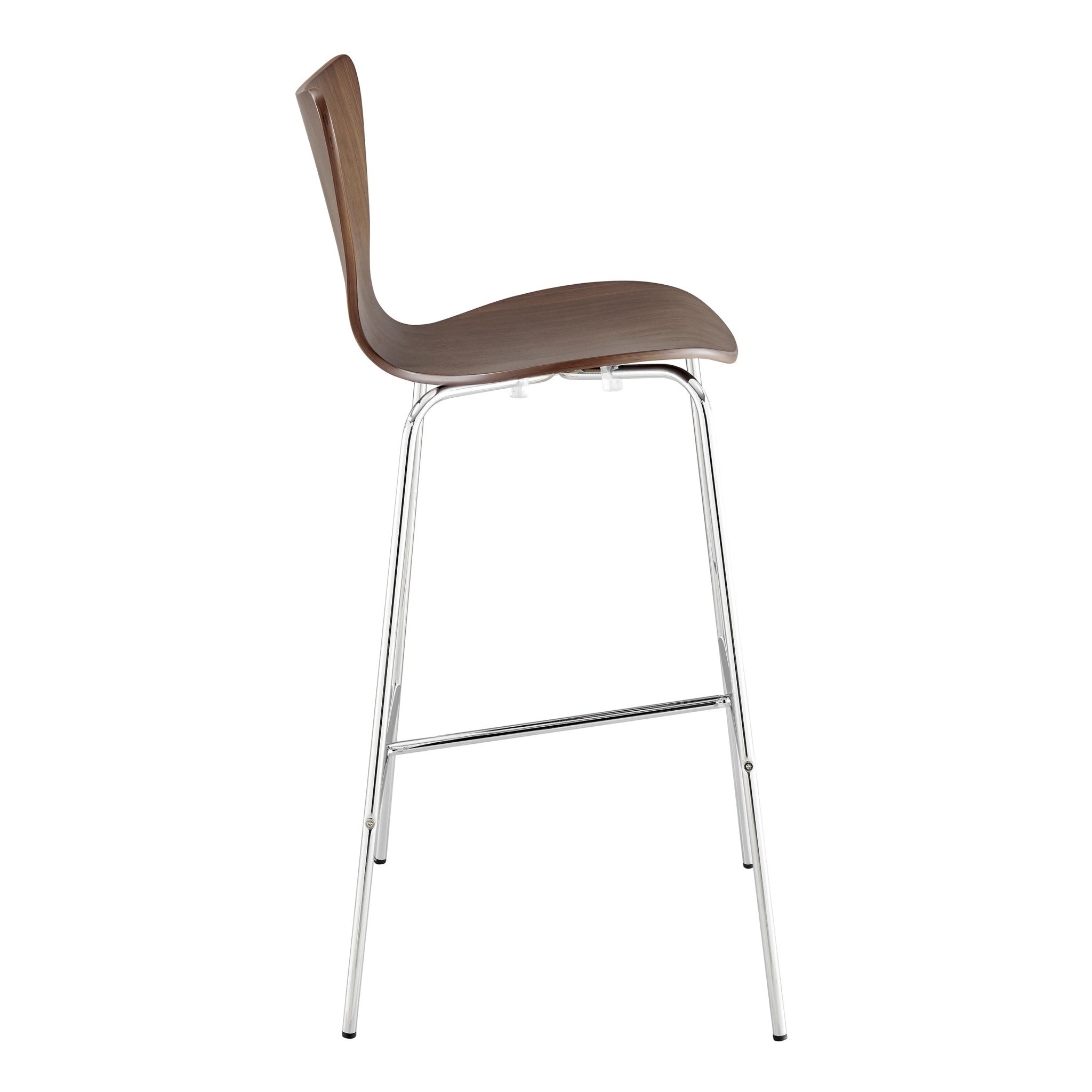 30" Brown And Silver Metallic Stainless Steel Bar Chair-3