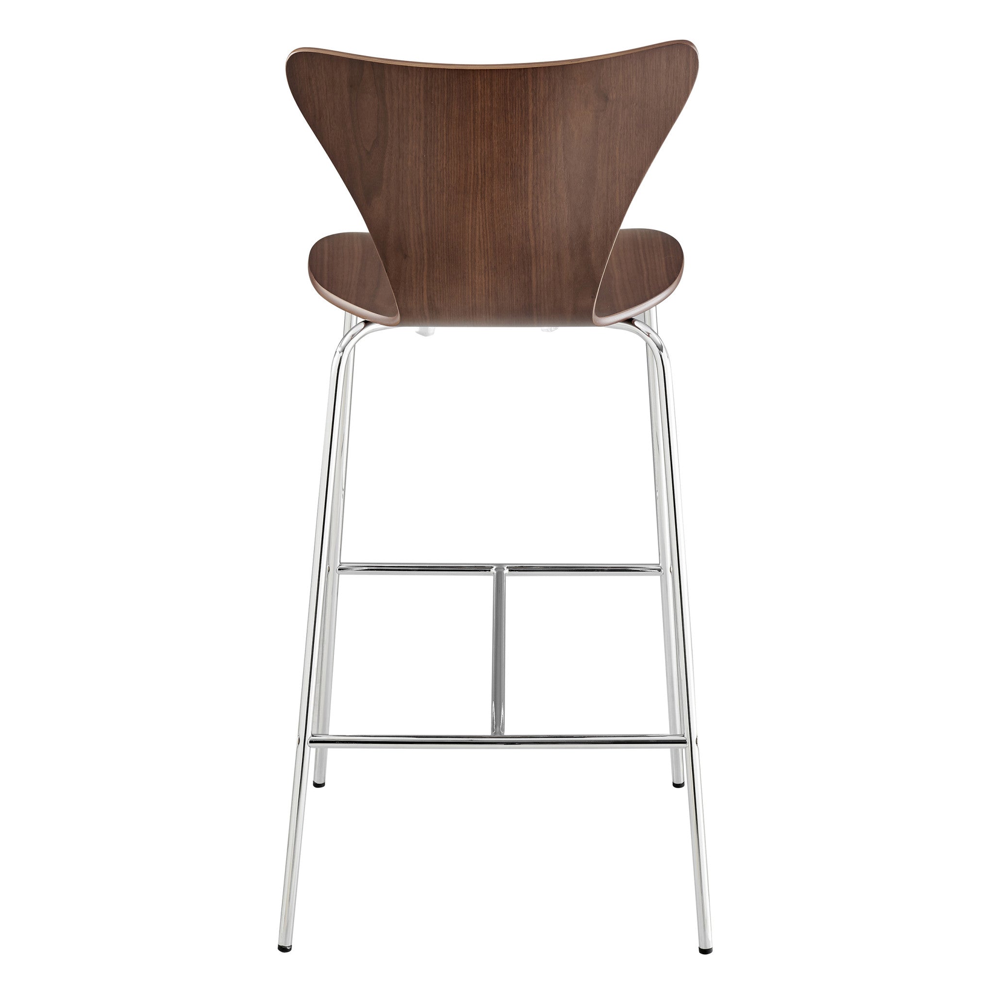 30" Brown And Silver Metallic Stainless Steel Bar Chair-5