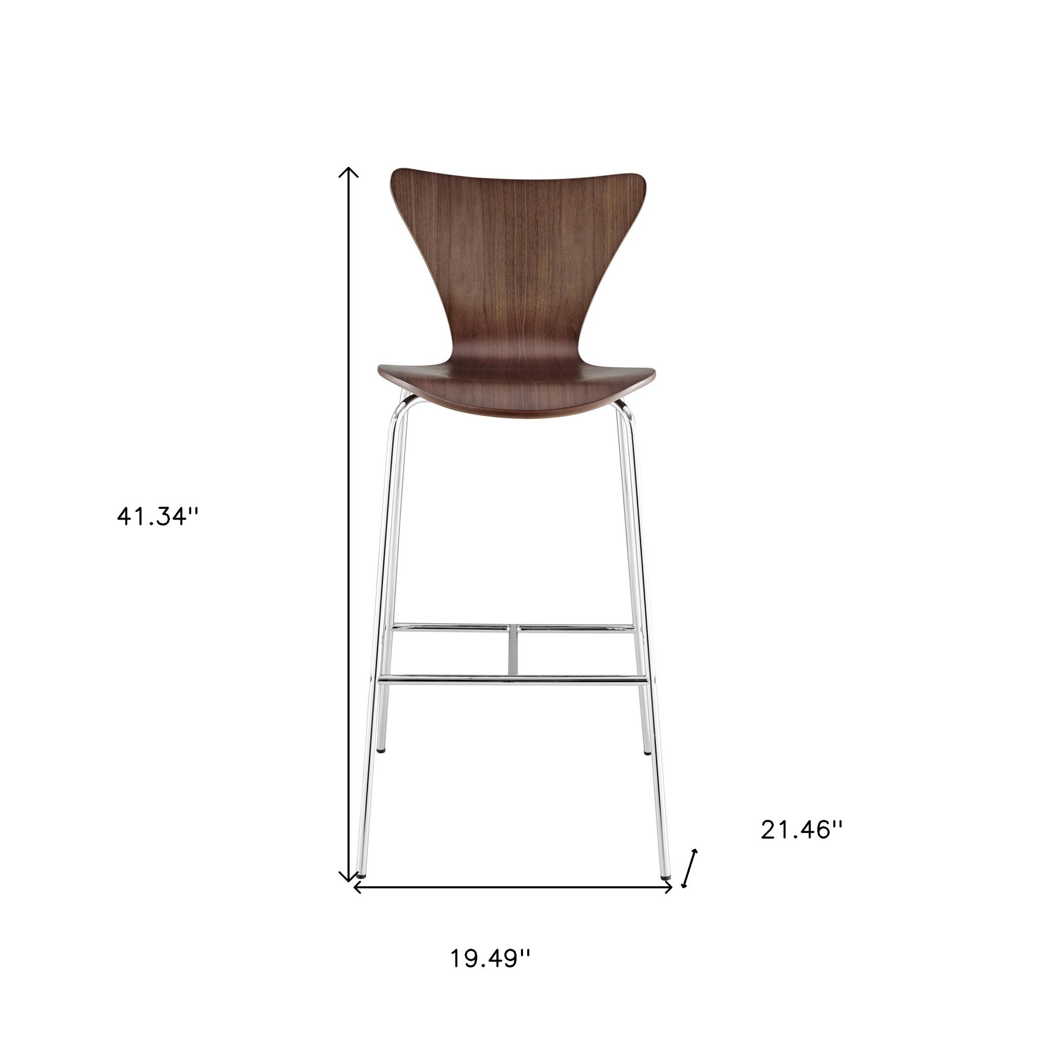 30" Brown And Silver Metallic Stainless Steel Bar Chair-7