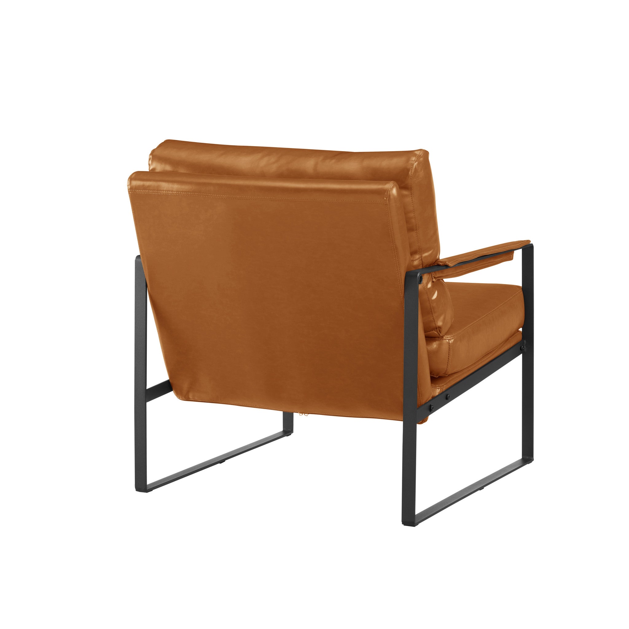 27" Brown Faux Leather And Black Arm Chair-3