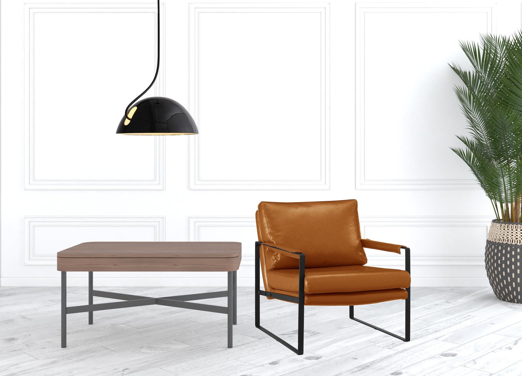 27" Brown Faux Leather And Black Arm Chair-4