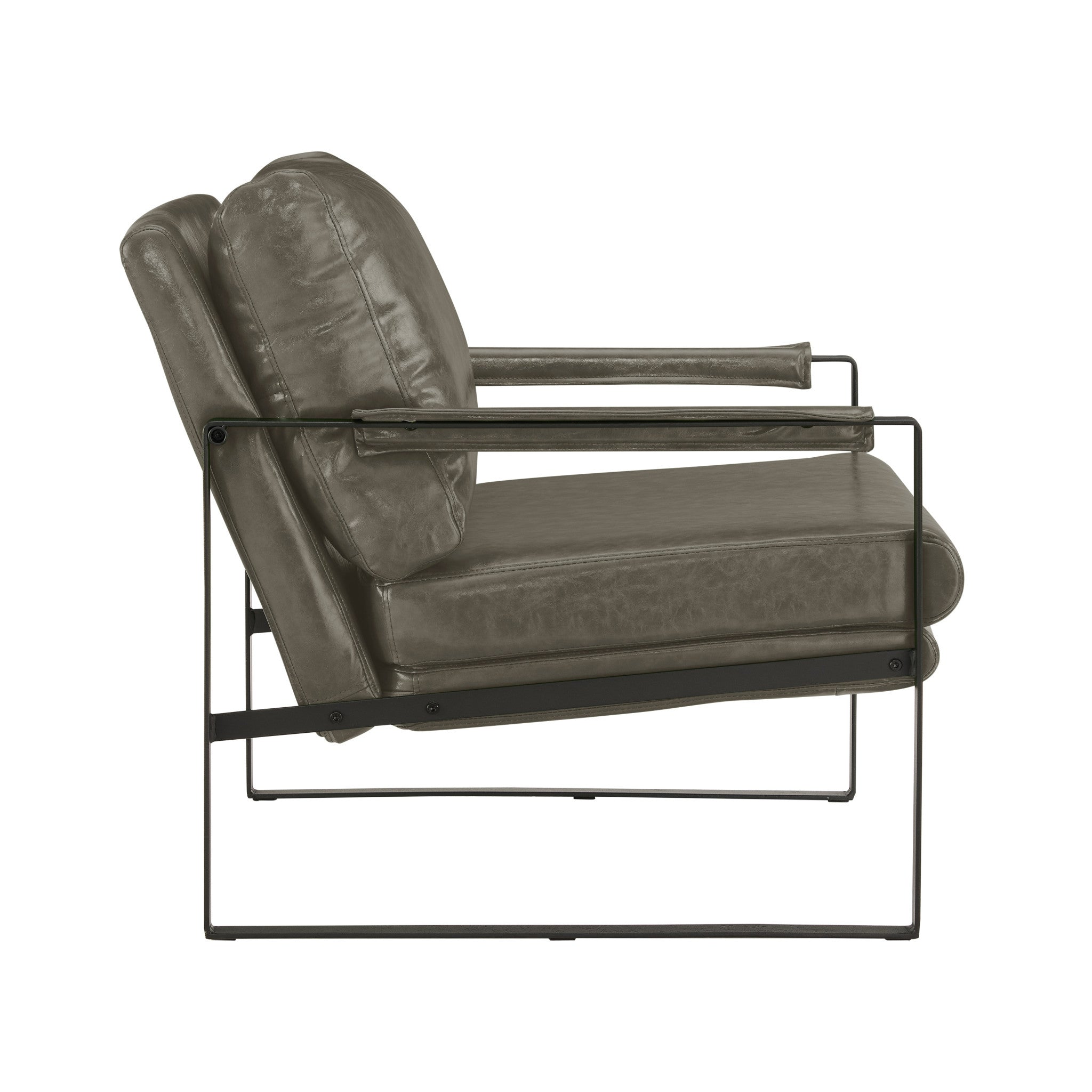 27" Dark Gray Faux Leather And Black Arm Chair-2
