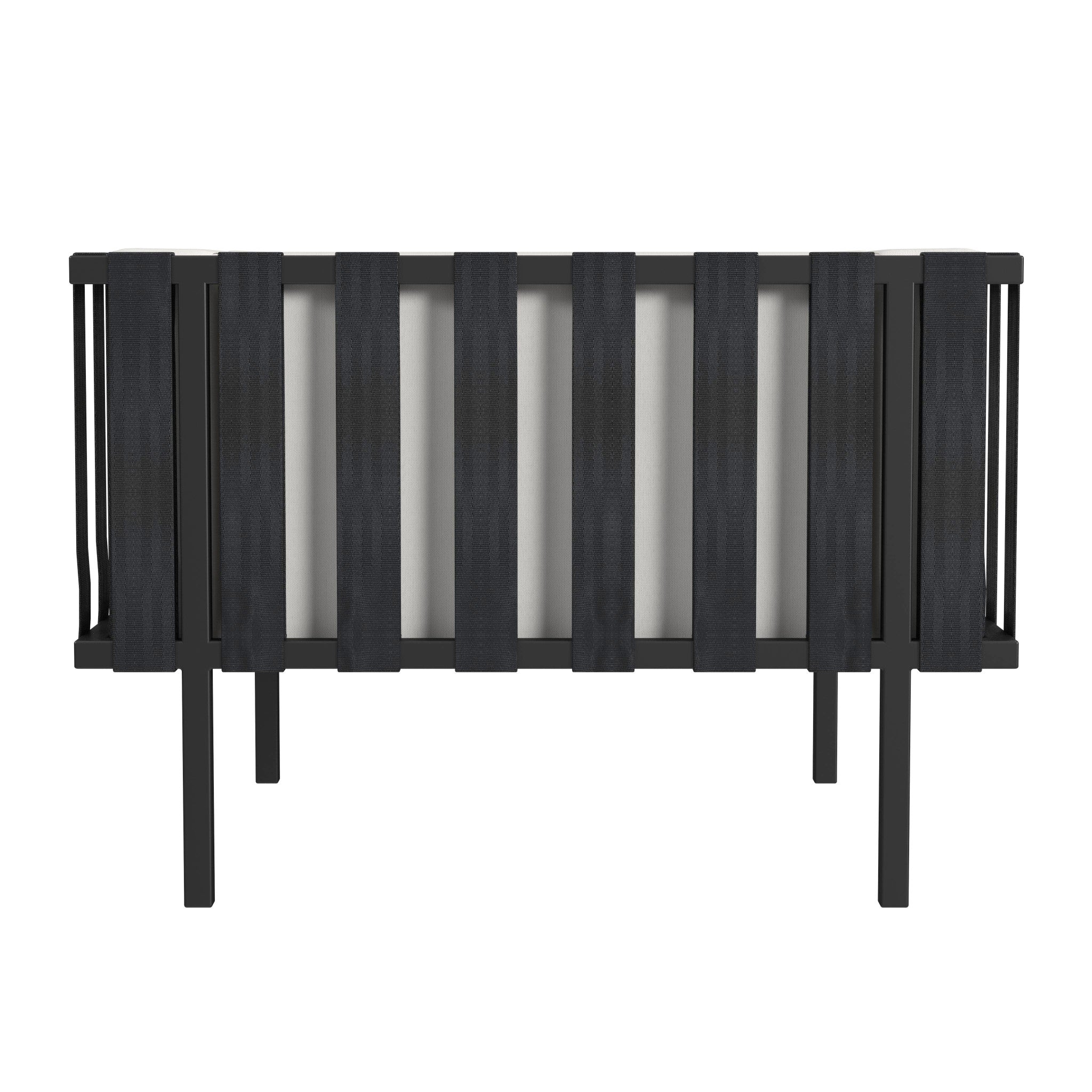 33" Black Metal Outdoor Arm Chair with Off White Cushion-4