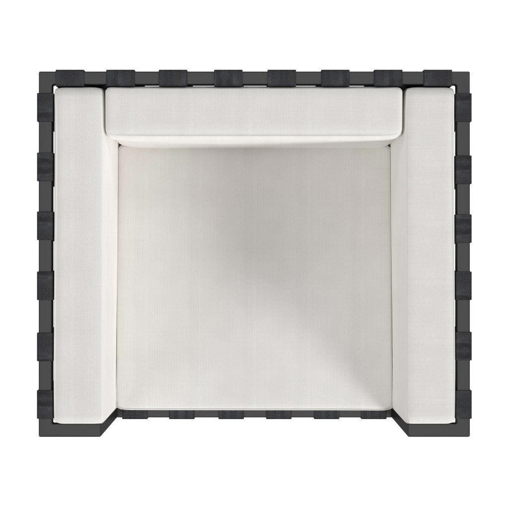 33" Black Metal Outdoor Arm Chair with Off White Cushion-5