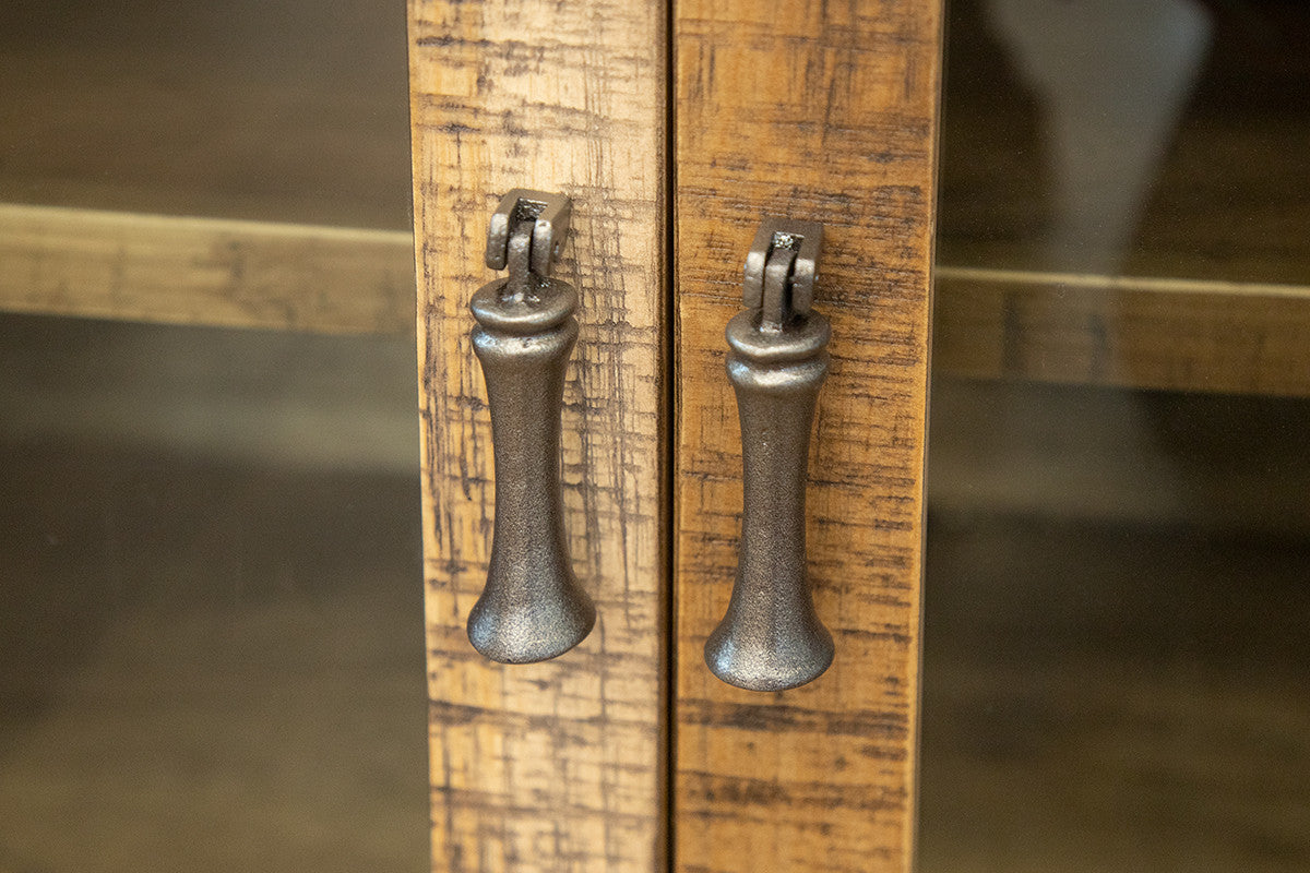 60" Brown Solid Wood Cabinet Enclosed Storage Distressed TV Stand-6