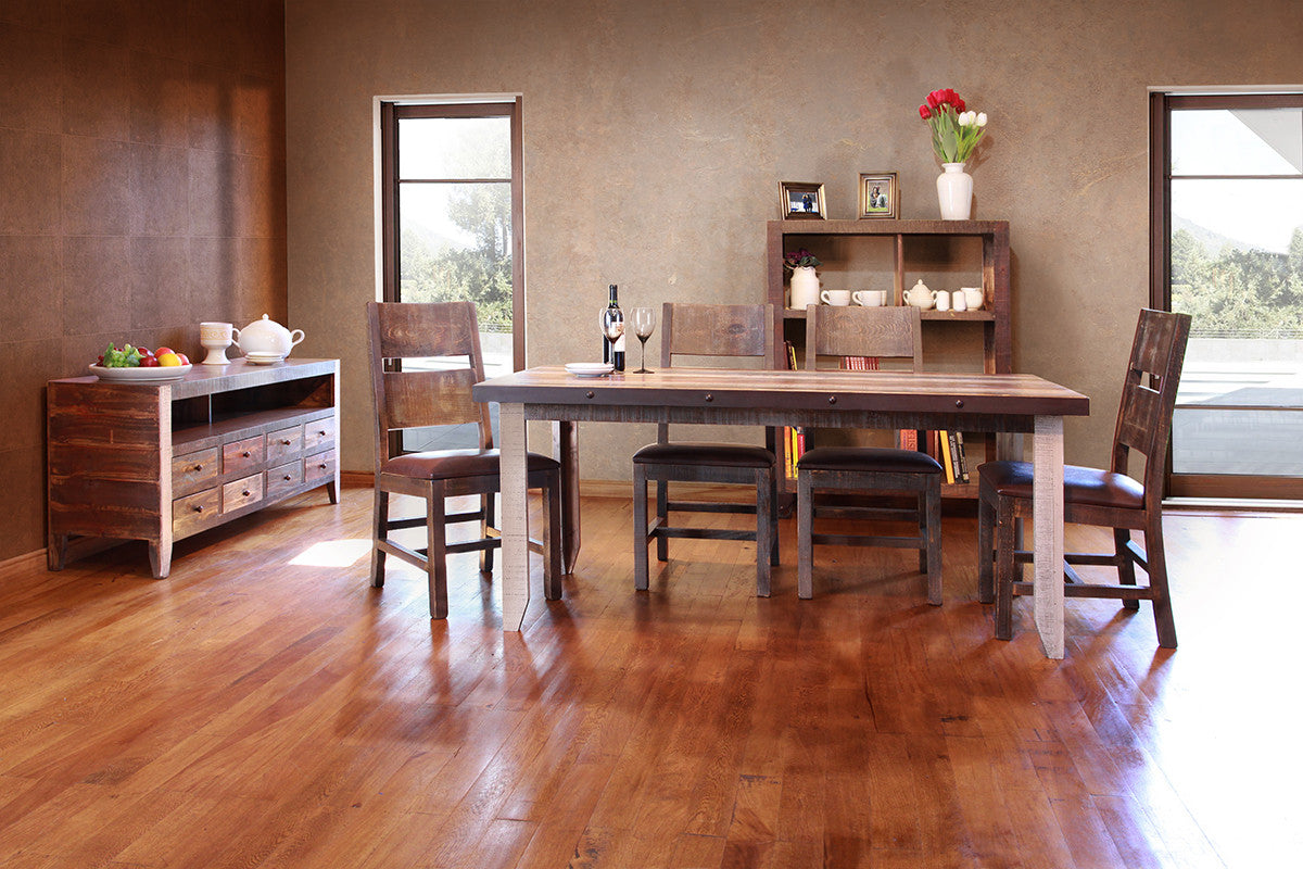 61" Brown Solid Wood Cabinet Enclosed Storage Distressed TV Stand-5