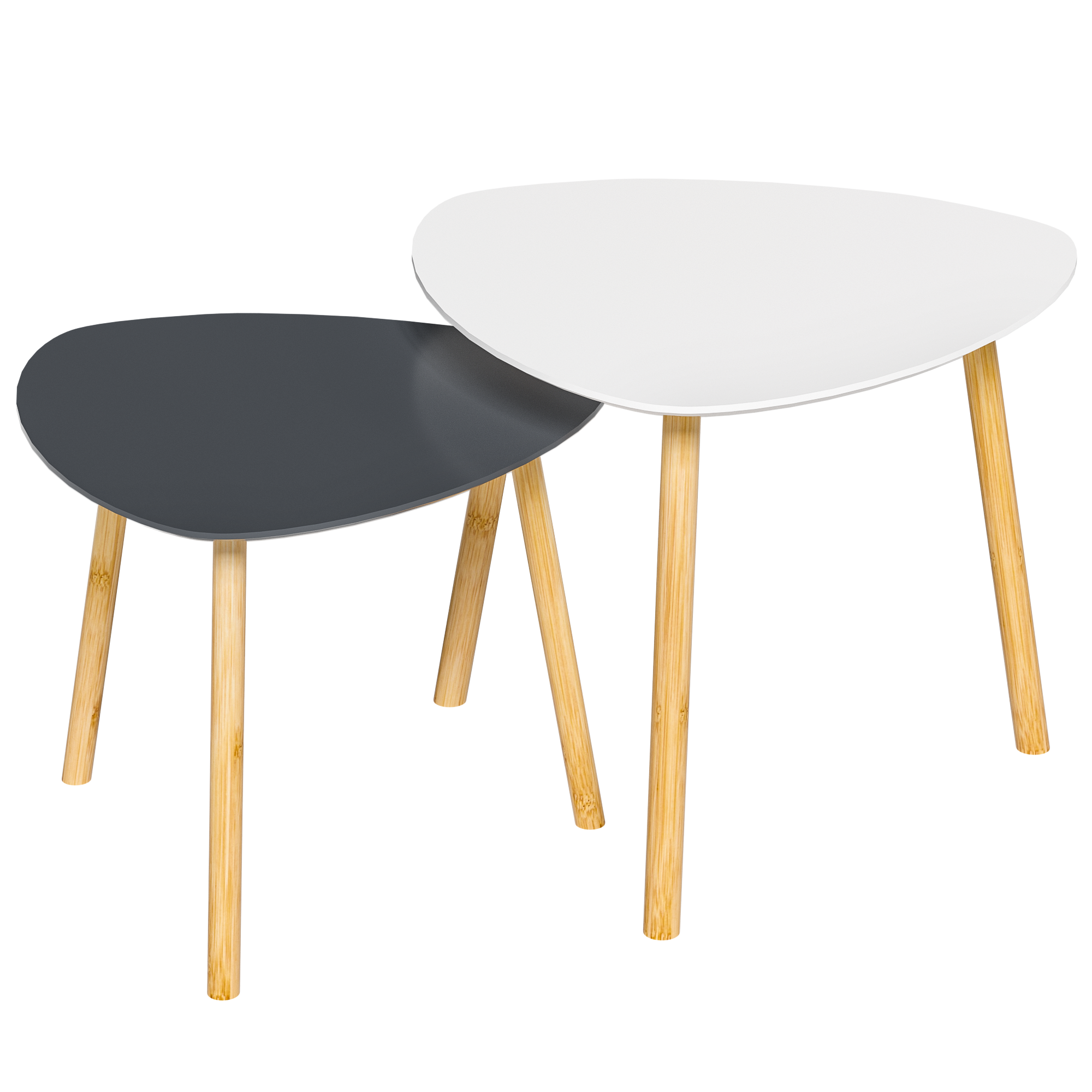 Set of Two 22" Oak And Gray and White Nested Tables-0