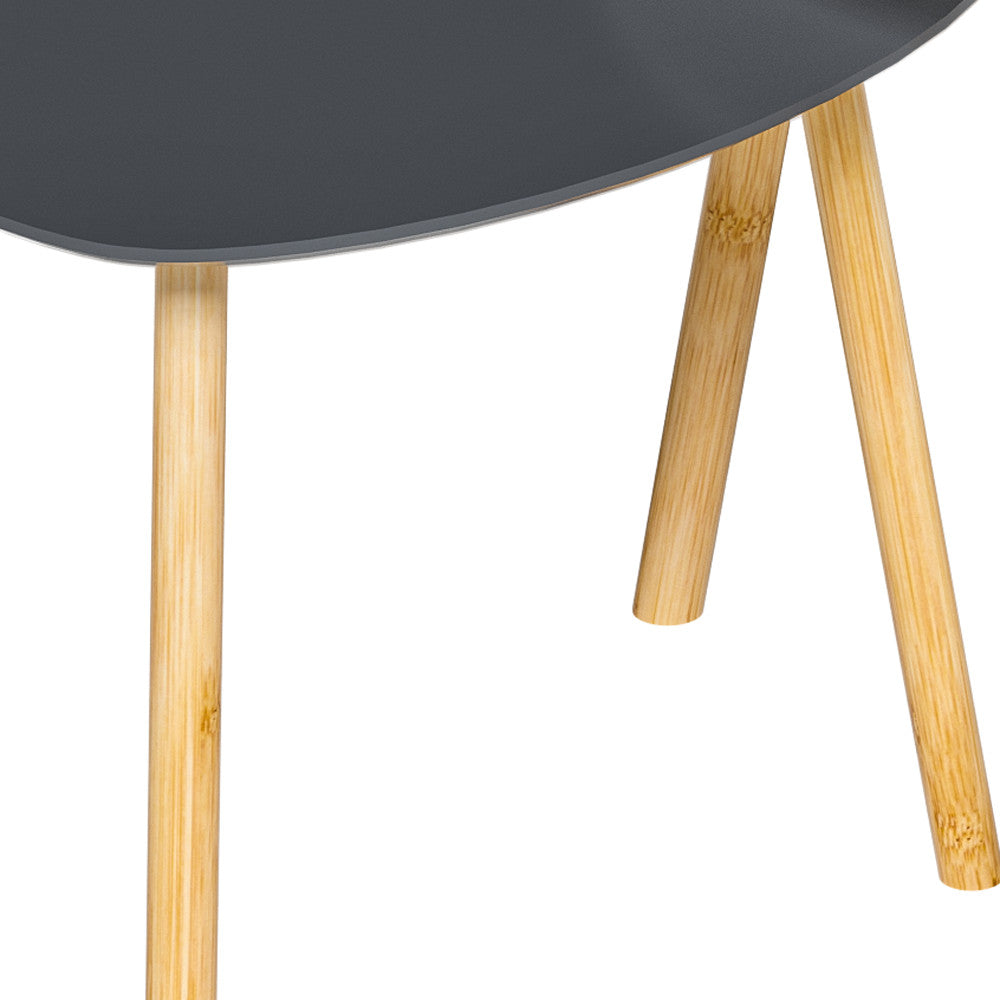 Set of Two 22" Oak And Gray and White Nested Tables-3