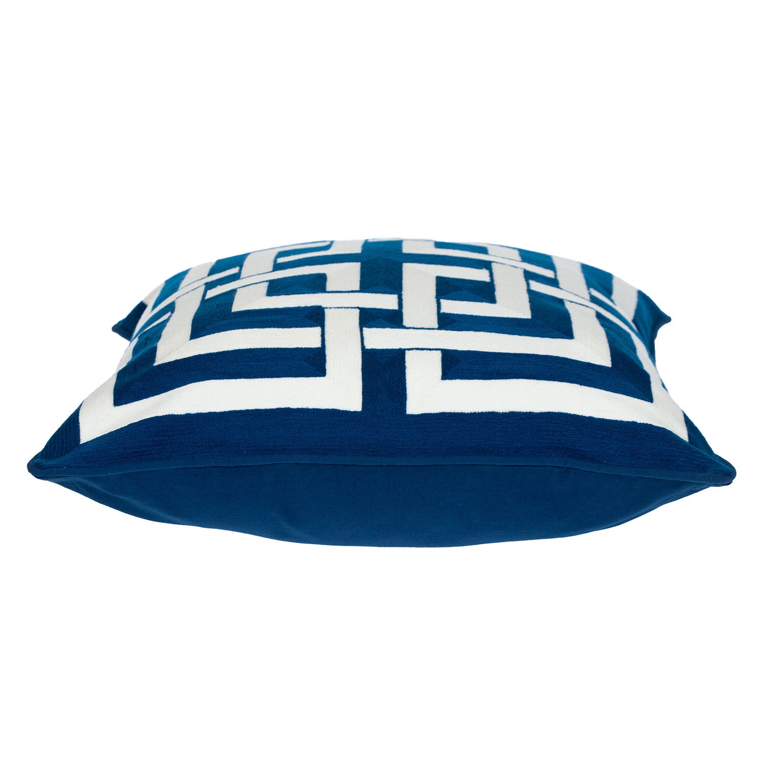 20" Blue and White Interlocking Cotton Throw Pillow-3