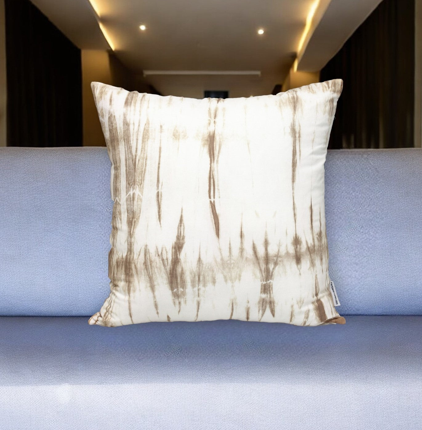 20" Brown and White Striped Cotton Throw Pillow-0