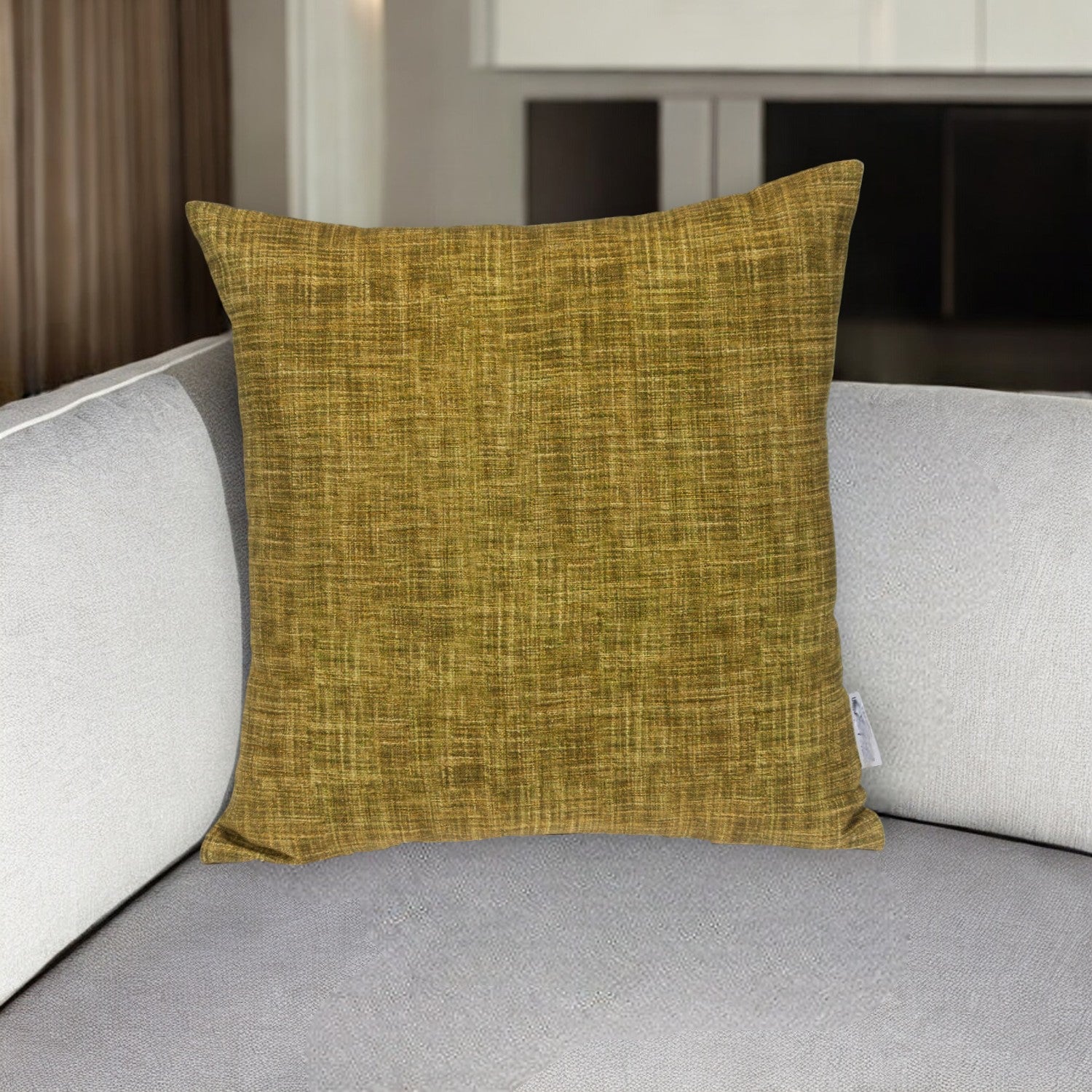 18" Green Weave Cotton Throw Pillow-0