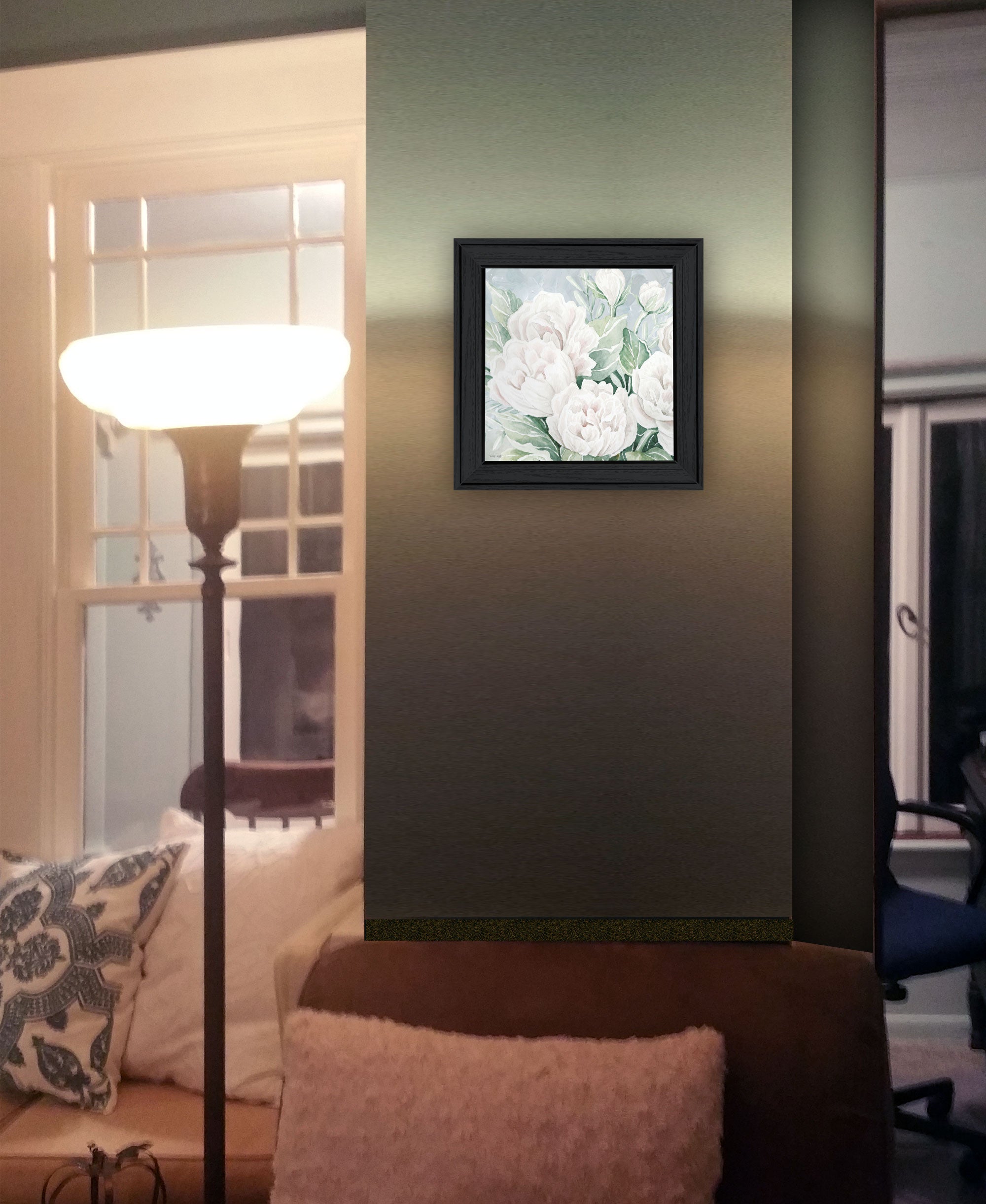 Peaceful Peonies In Full Bloom Black Framed Print Wall Art-3