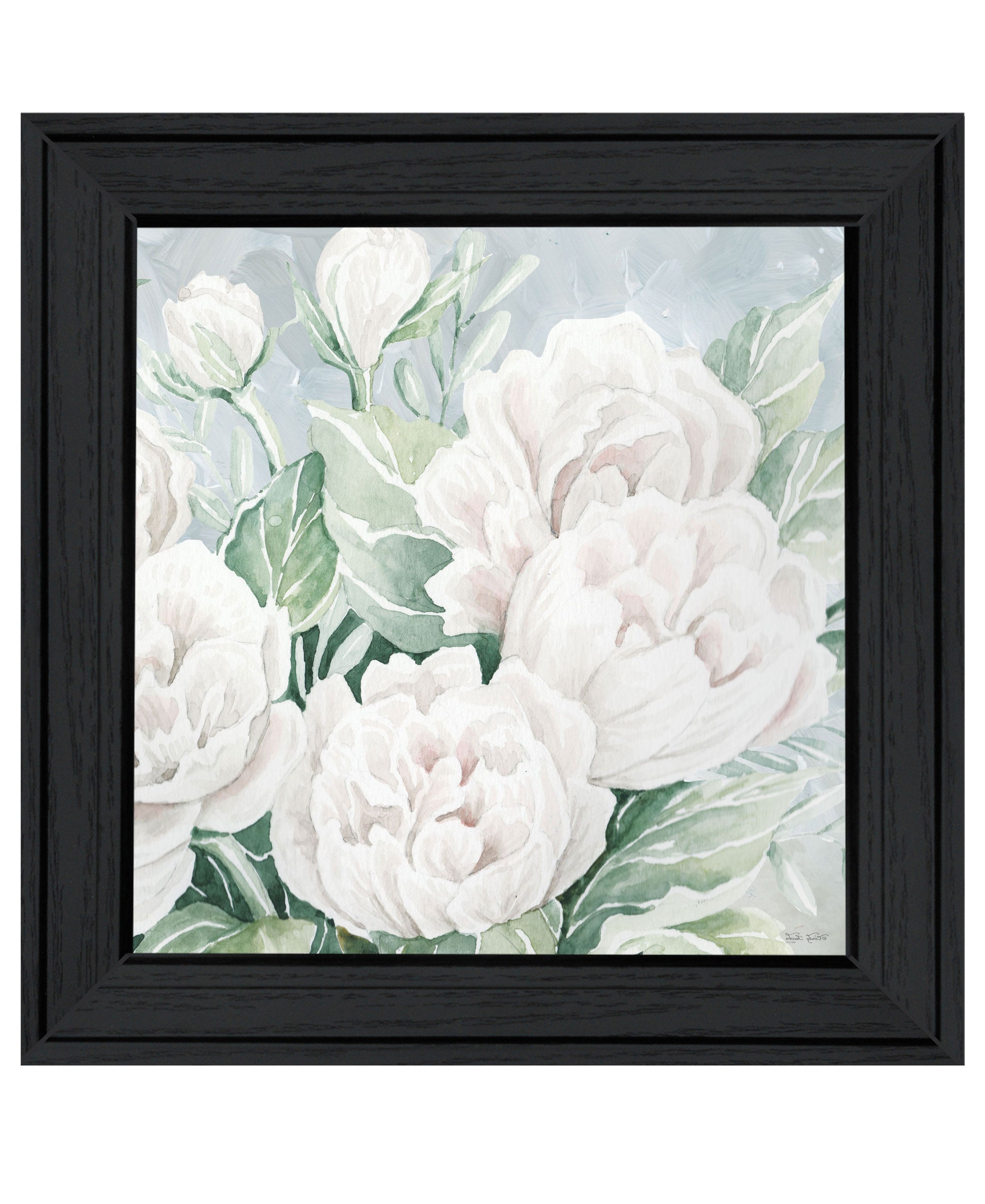 Peaceful Peonies In Full Bloom Black Framed Print Wall Art-2