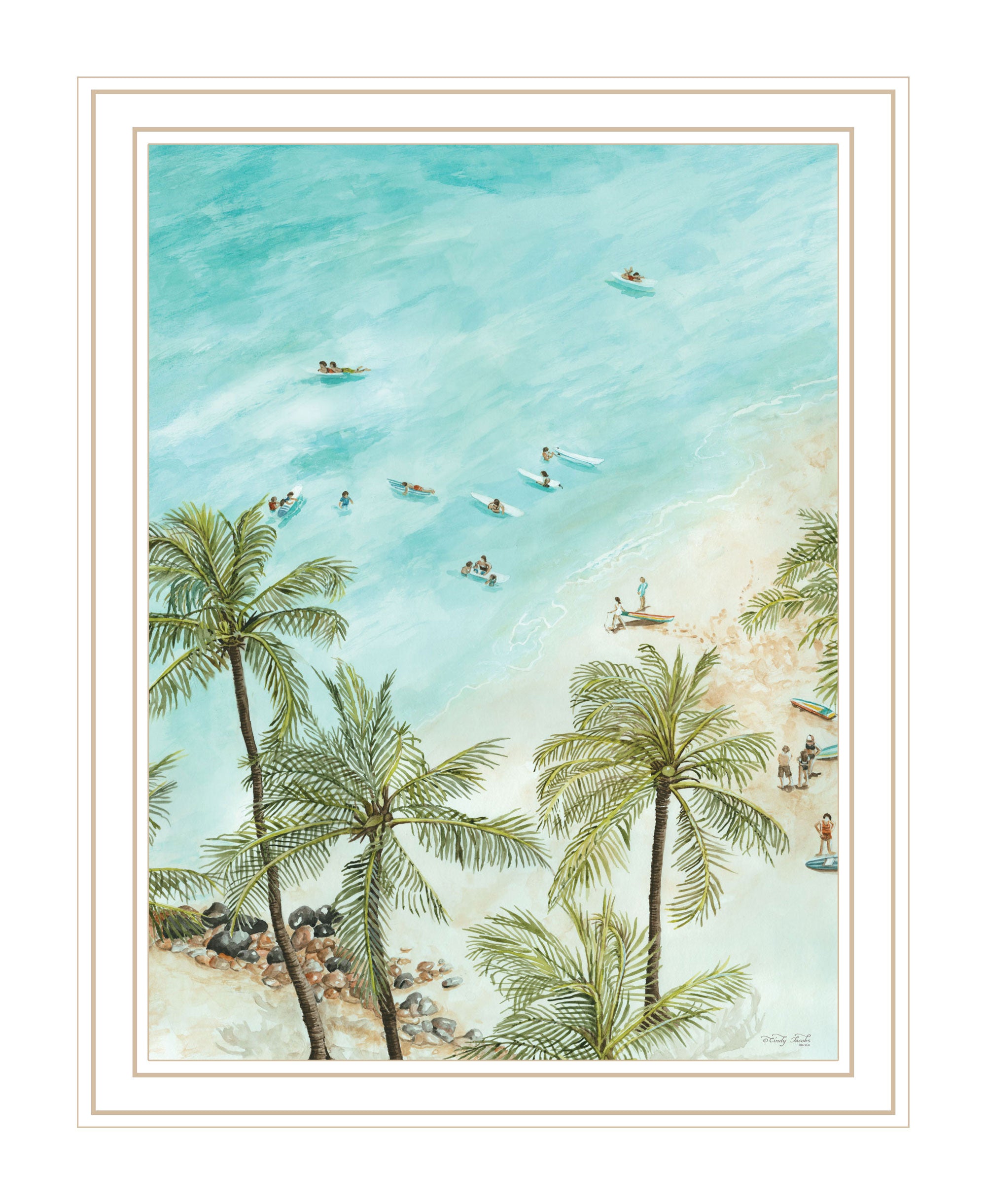 SURFING FROM AFAR White Framed Print Wall Art-1