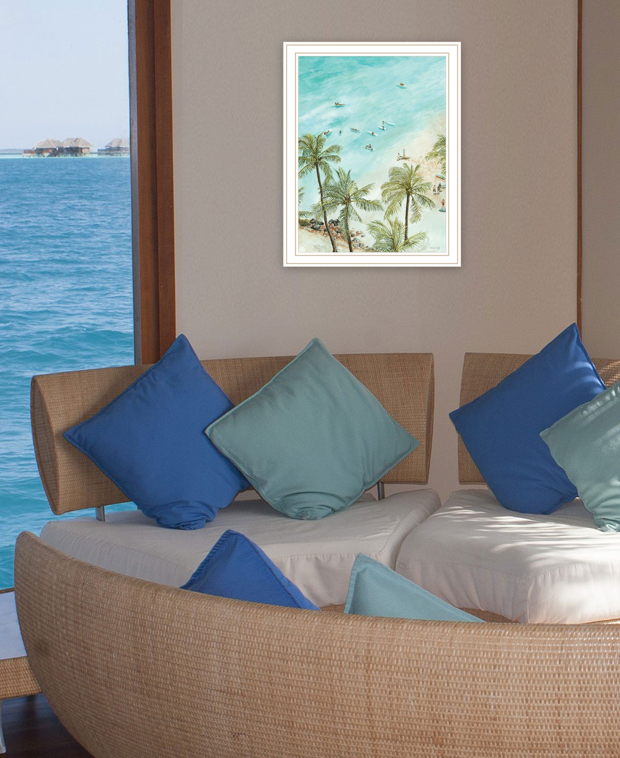 SURFING FROM AFAR White Framed Print Wall Art-3