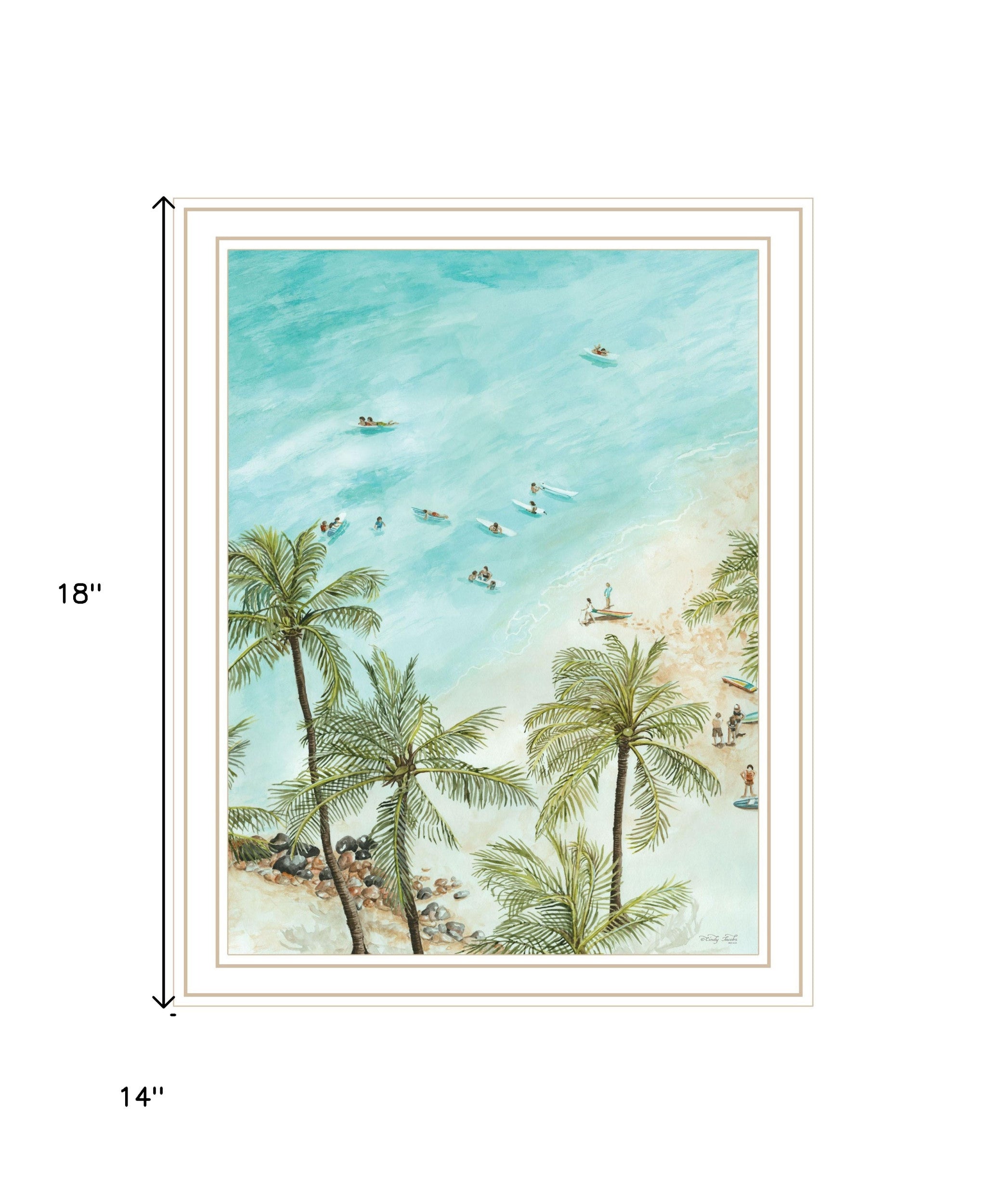 SURFING FROM AFAR White Framed Print Wall Art-4