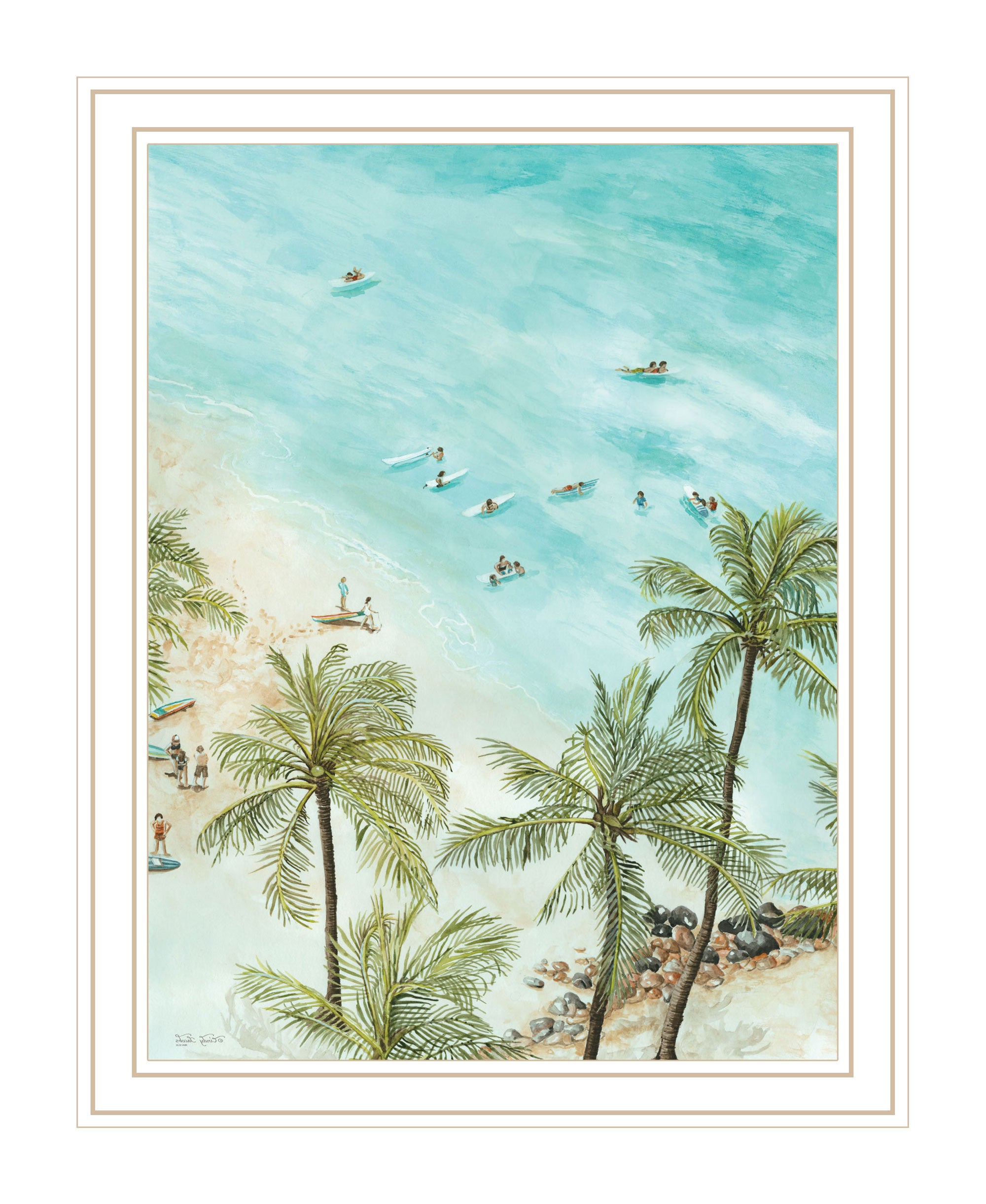 SURFING FROM AFAR White Framed Print Wall Art-2