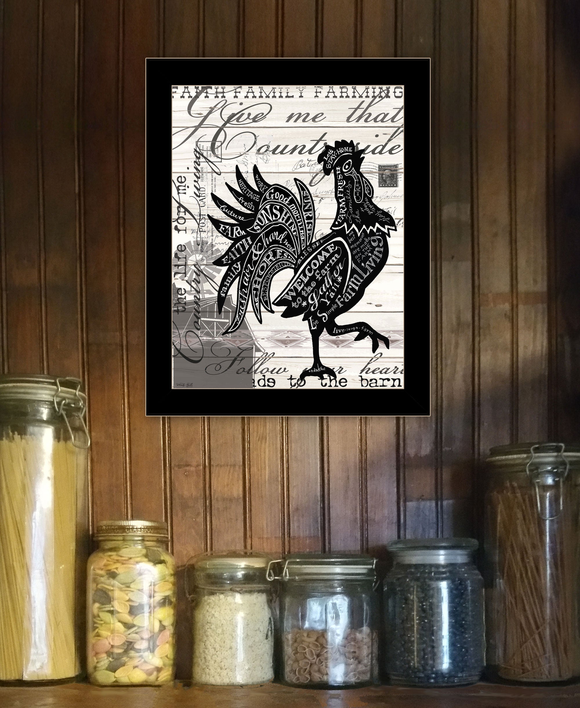 WELCOME TO THE FARM CHICKEN Black Framed Print Wall Art-2