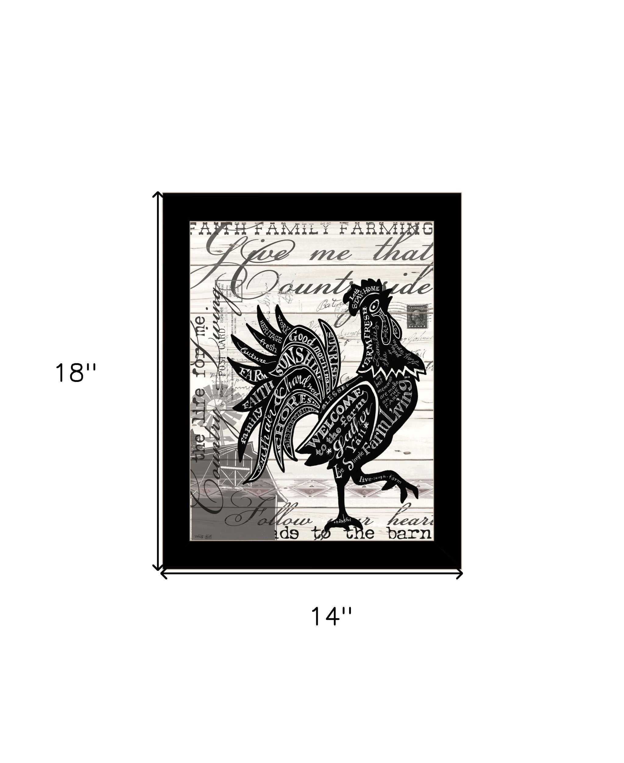 WELCOME TO THE FARM CHICKEN Black Framed Print Wall Art-3
