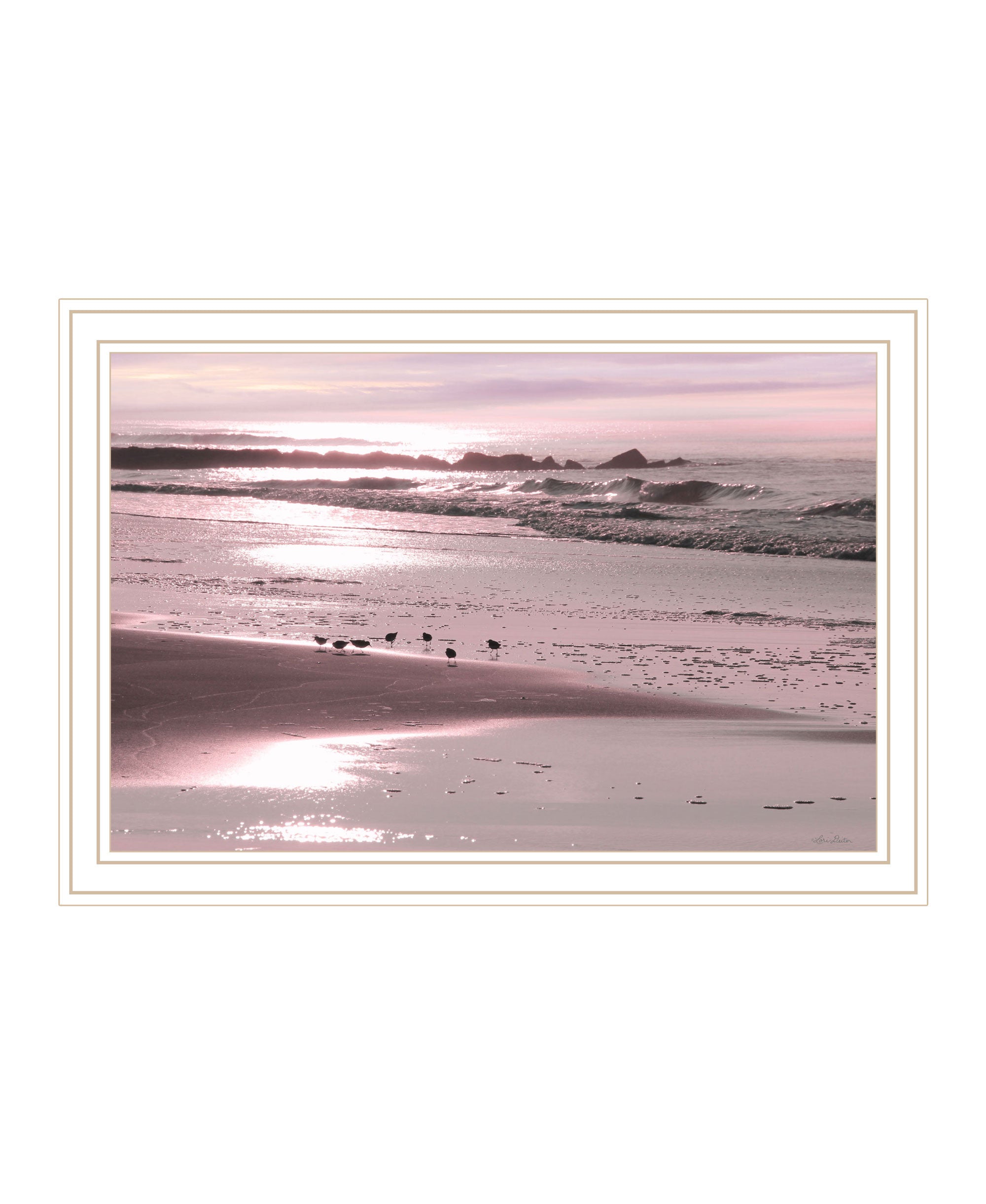 Breakfast On The Beach White Framed Print Wall Art-1