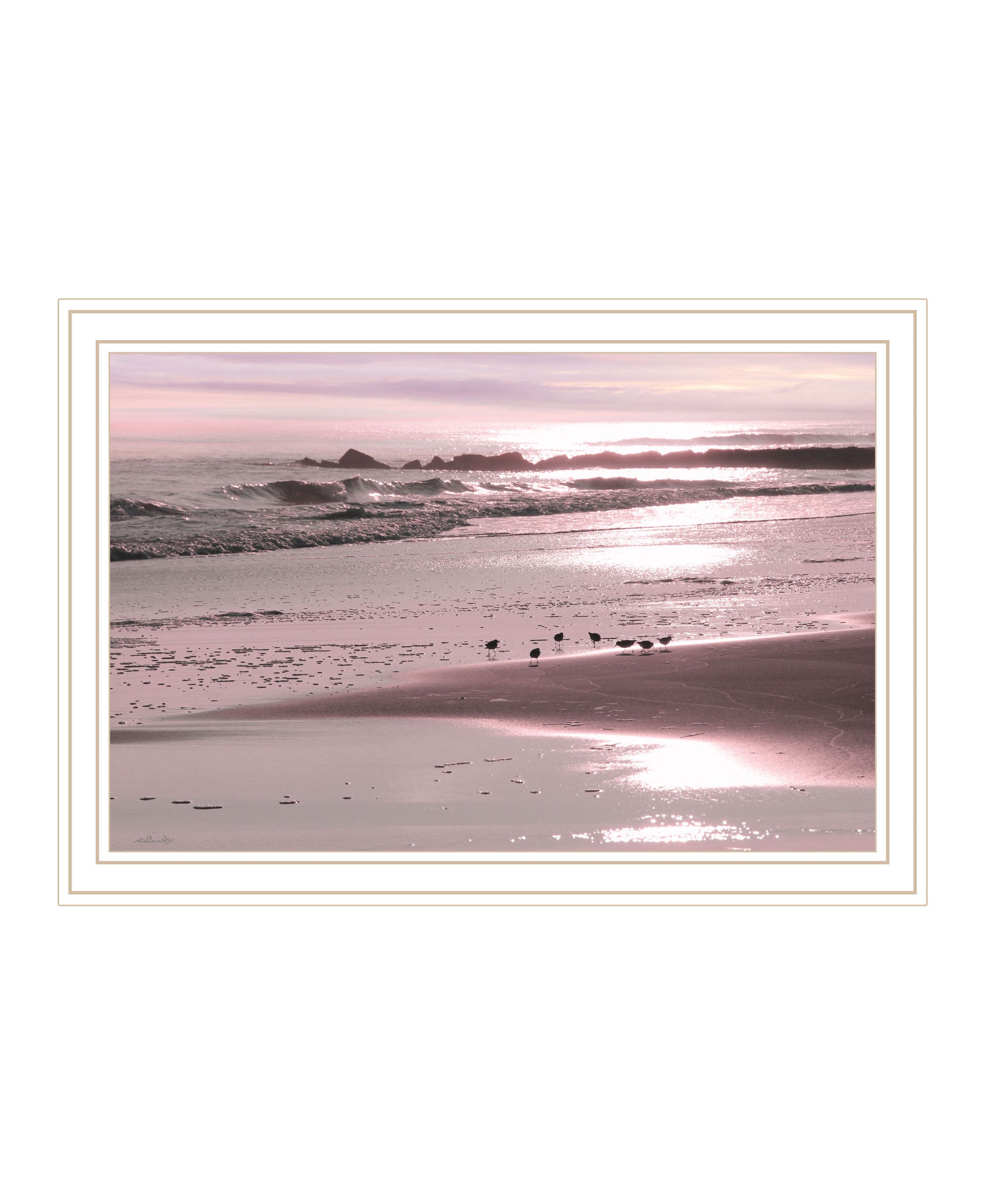 Breakfast On The Beach White Framed Print Wall Art-2