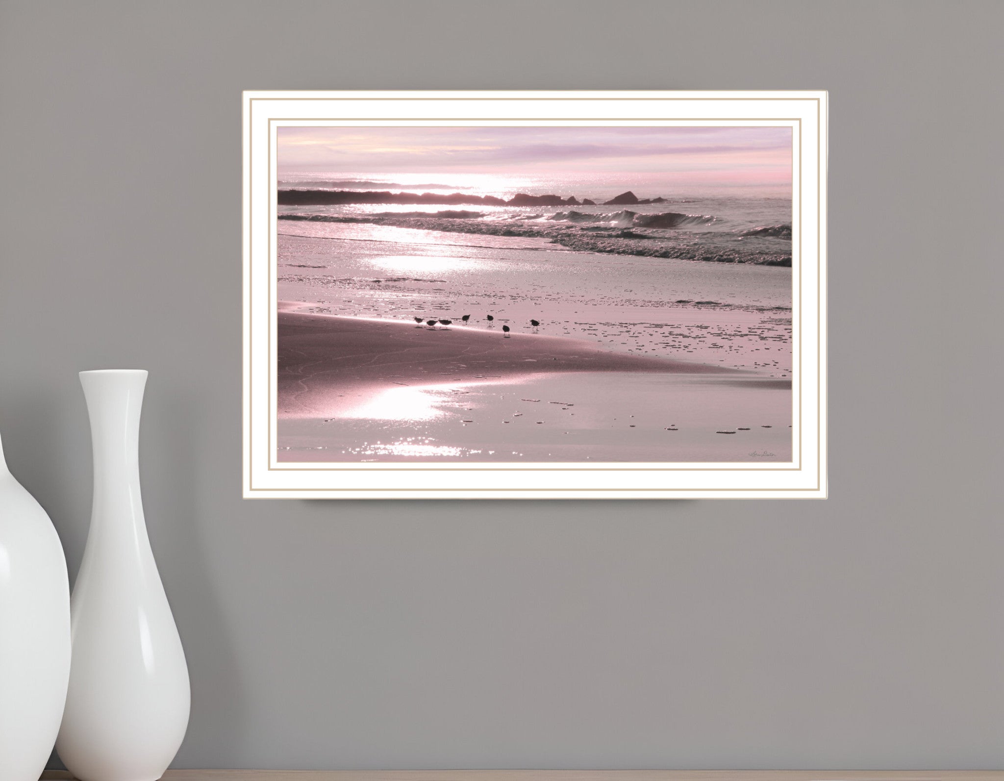 Breakfast On The Beach White Framed Print Wall Art-0
