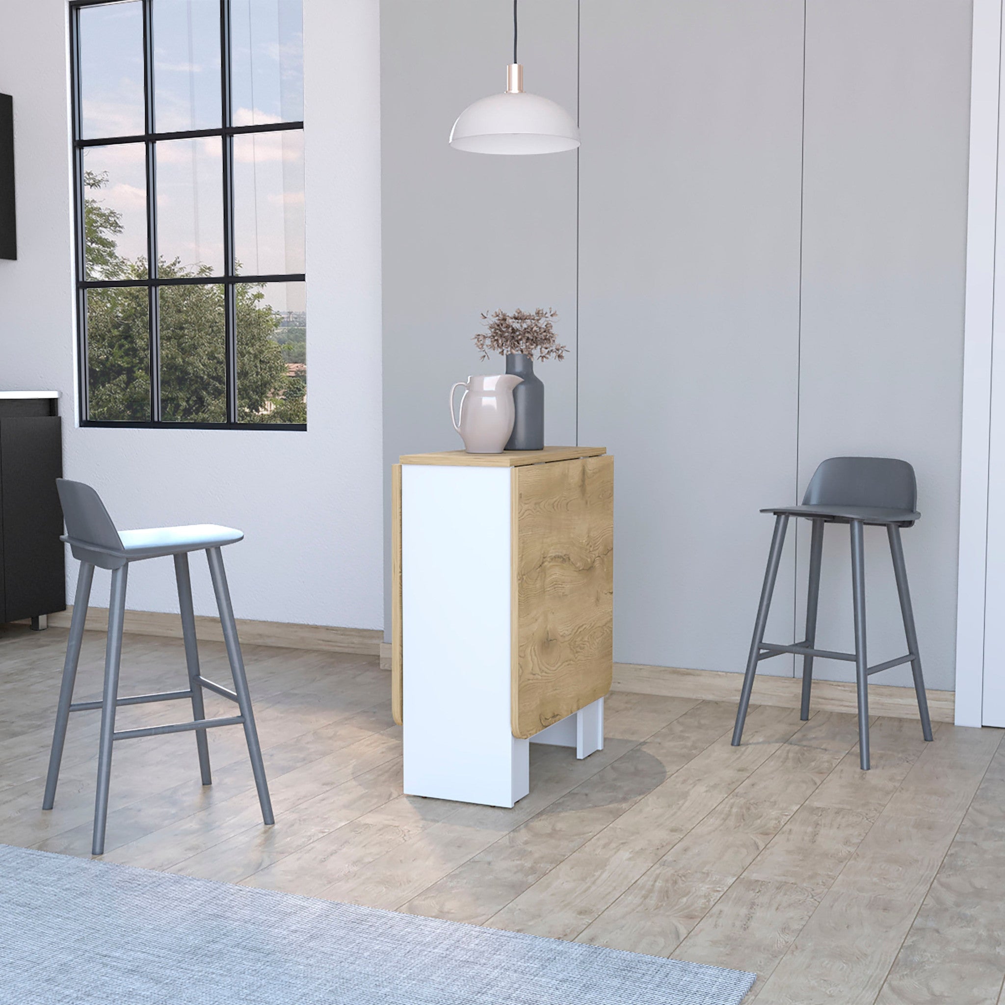 24" Brown And White Folding Sled Base Dining Table-3