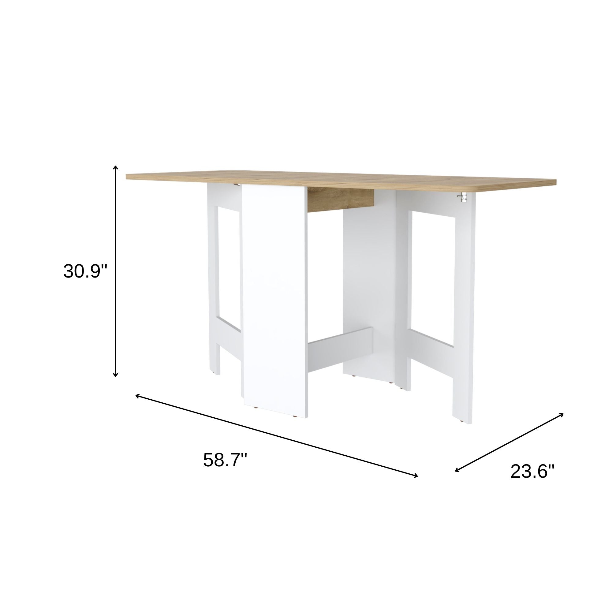 24" Brown And White Folding Sled Base Dining Table-5