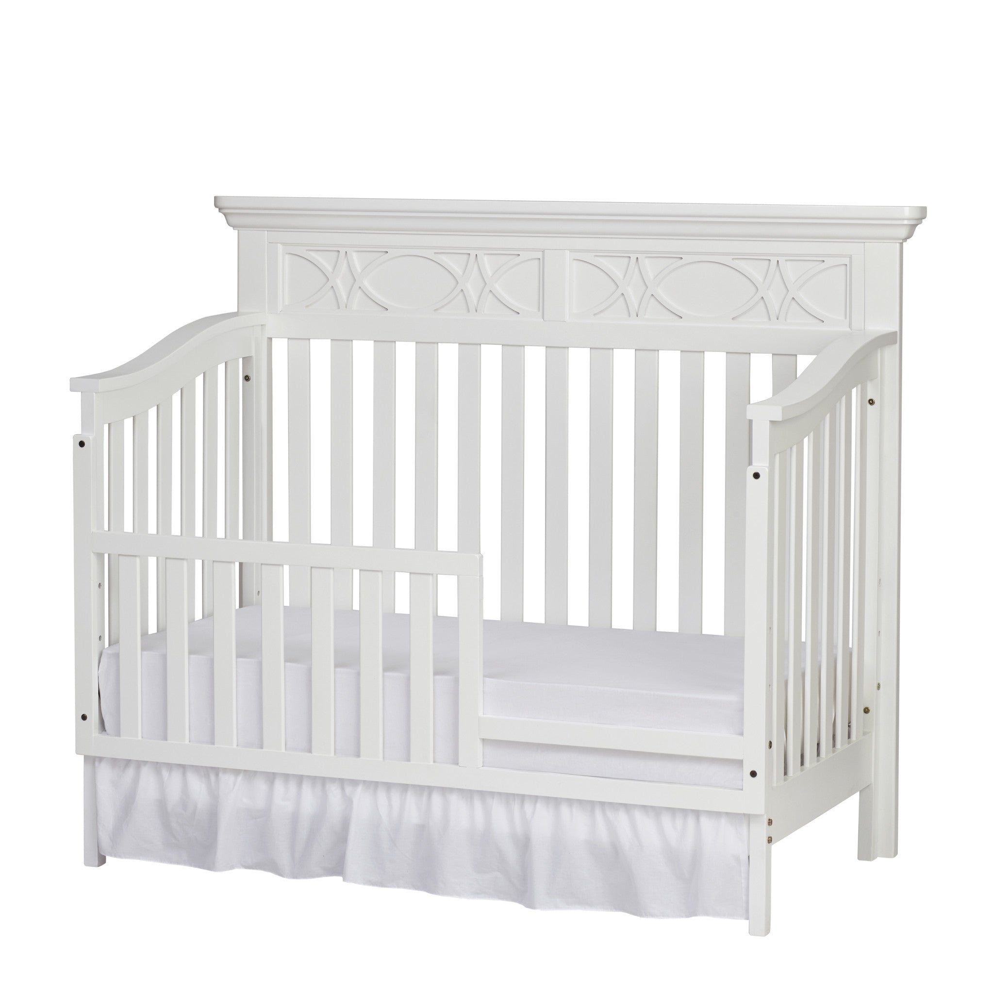 White Solid and Manufactured Wood Standard Four In One Convertible Crib-0