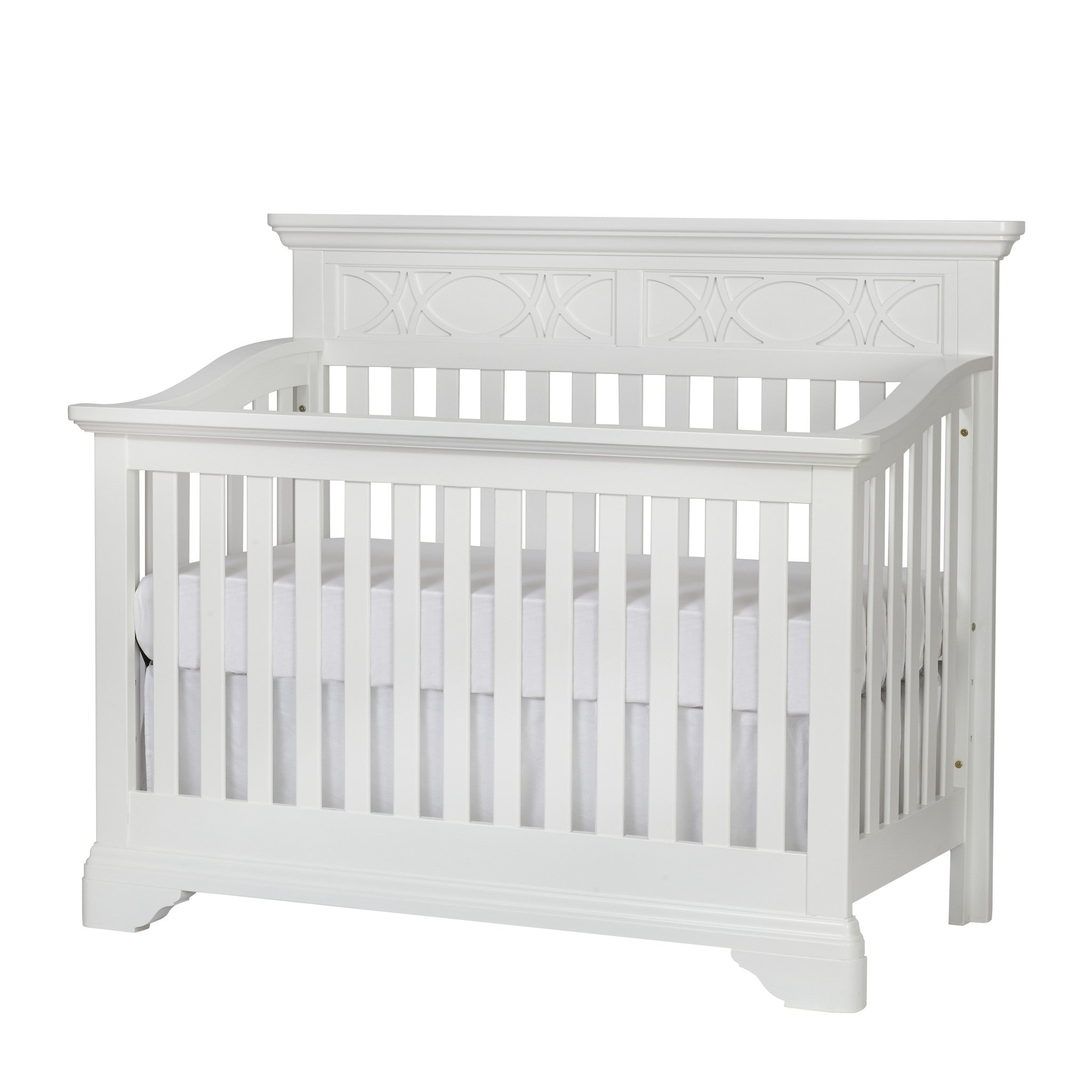 White Solid and Manufactured Wood Standard Four In One Convertible Crib-2