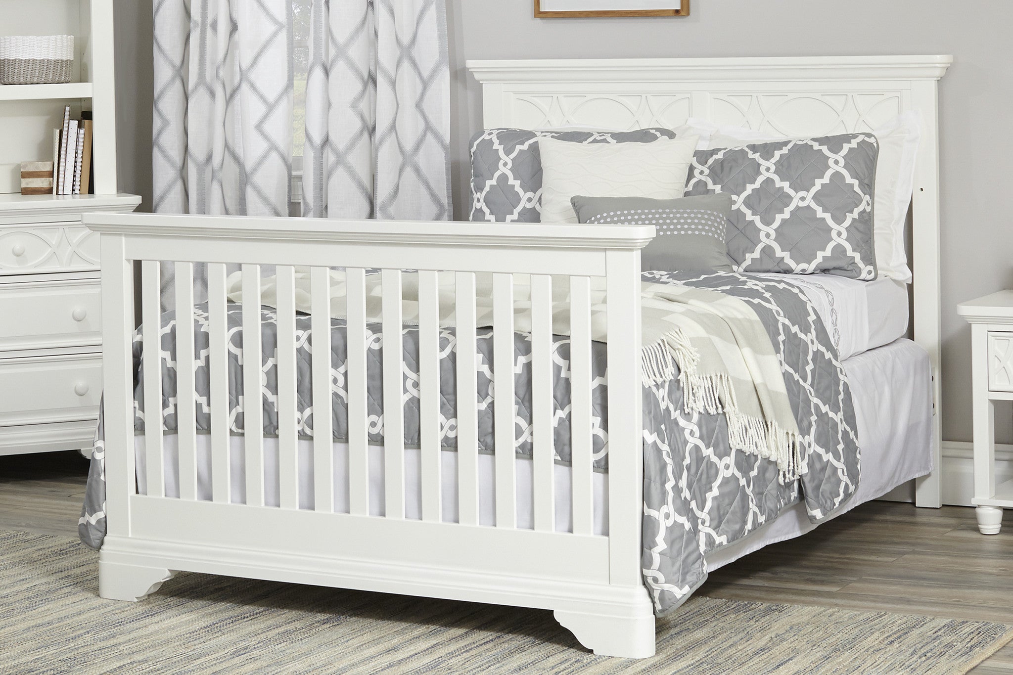 White Solid and Manufactured Wood Standard Four In One Convertible Crib-7